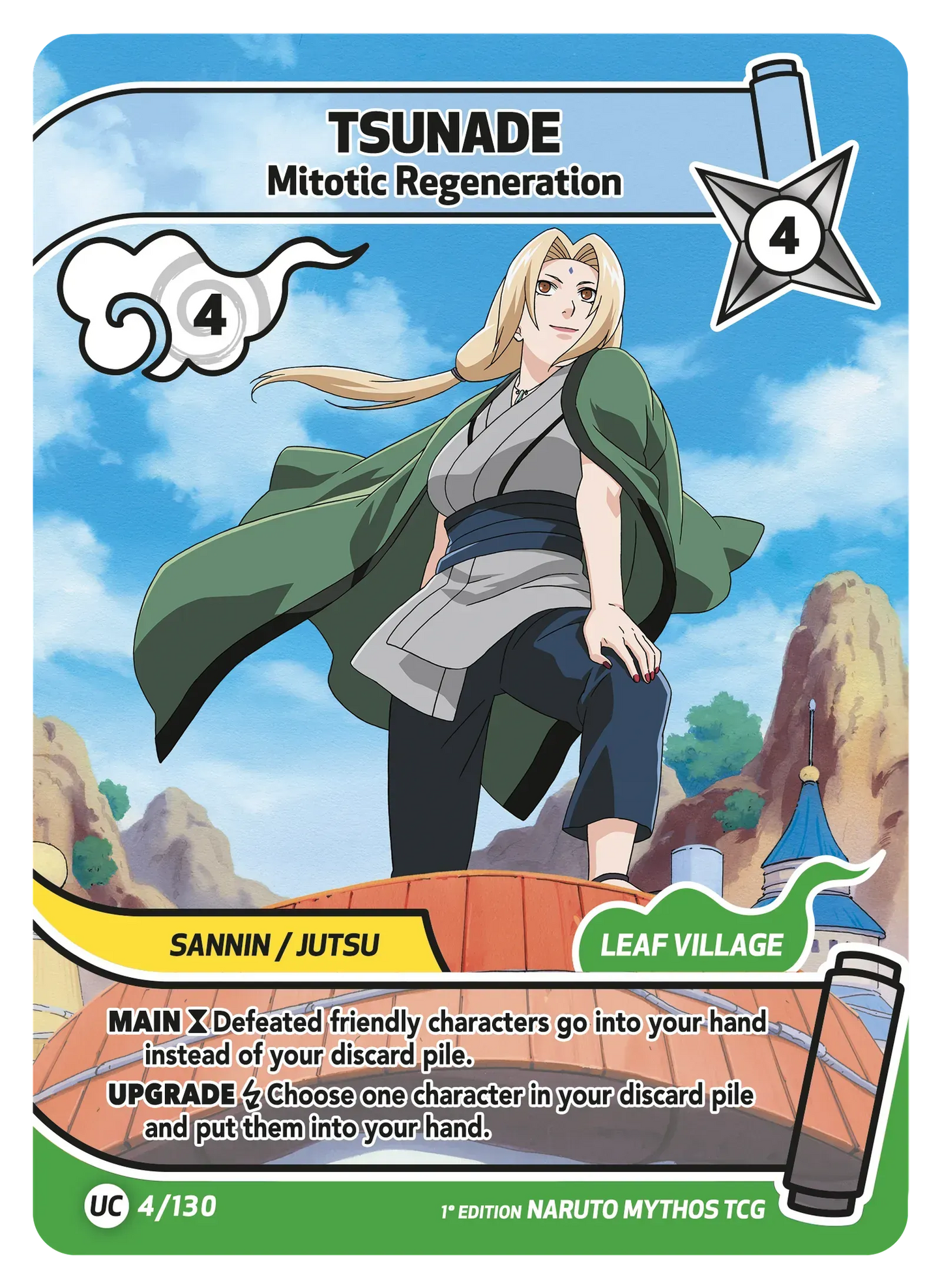 Naruto Mythos TCG – Tsunade — Mitotic Regeneration – KS-004 – Unco / Peu commune – Konoha Shidō Série 1