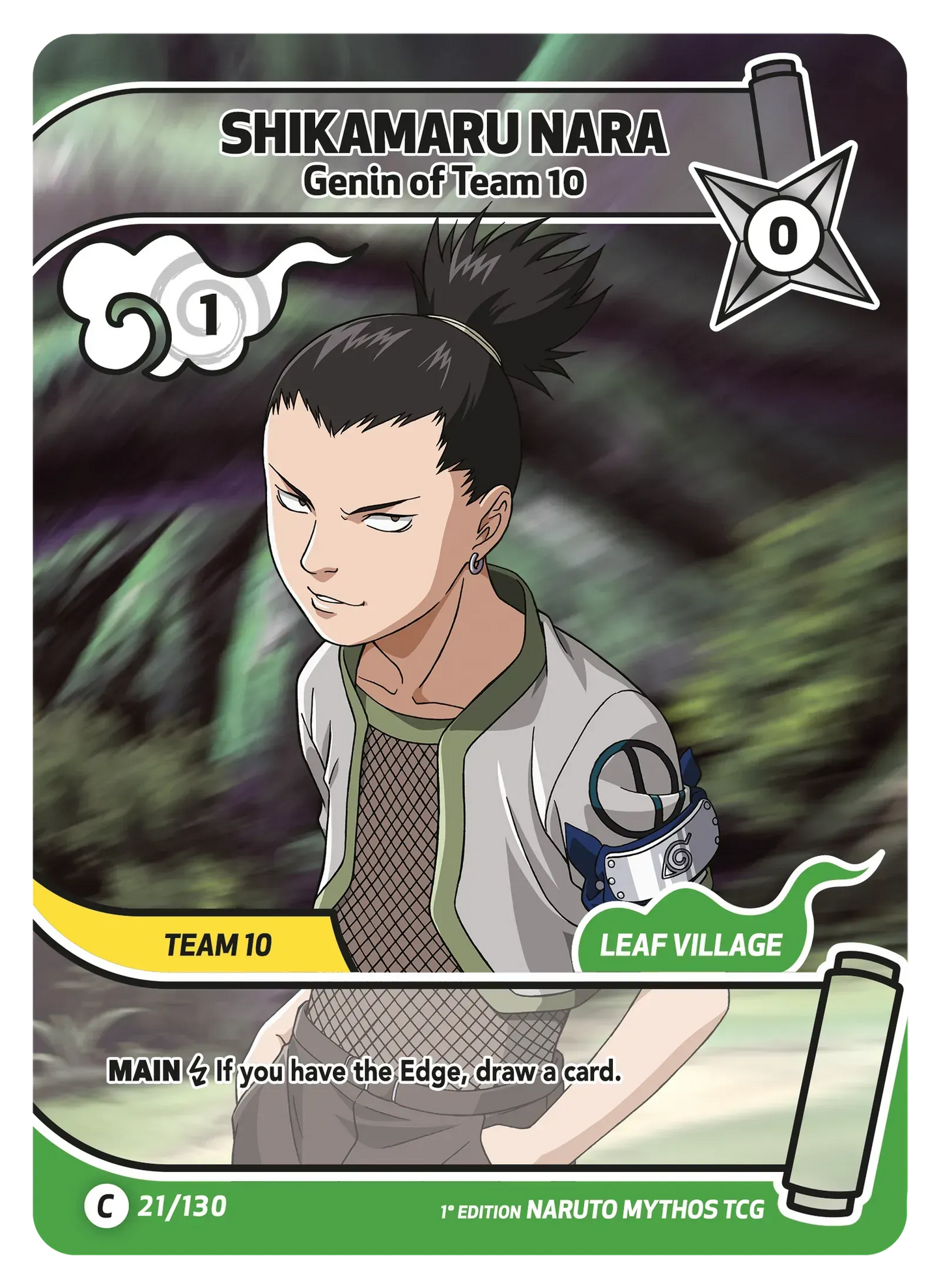 Shikamaru Nara — Genin de l'Équipe 10 – KS-021 – Naruto Mythos TCG Konoha Shidō Chapitre 1 FR