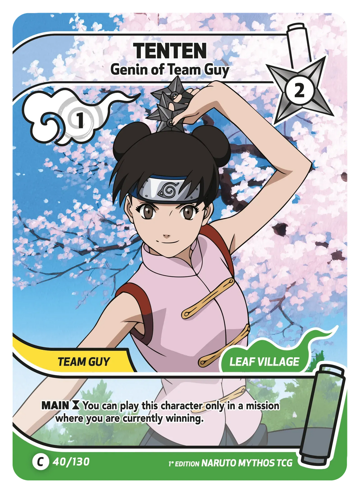 Tenten — Genin de l'Équipe Gaï – KS-040 – Naruto Mythos TCG Konoha Shidō Chapitre 1 FR