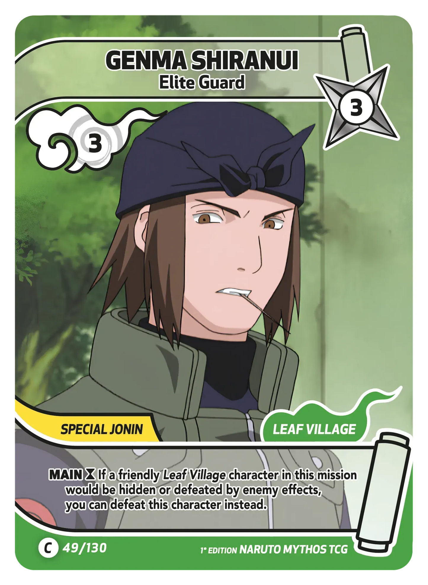 Genma Shiranui — Garde d'Élite – KS-049 – Naruto Mythos TCG Konoha Shidō Chapitre 1 FR