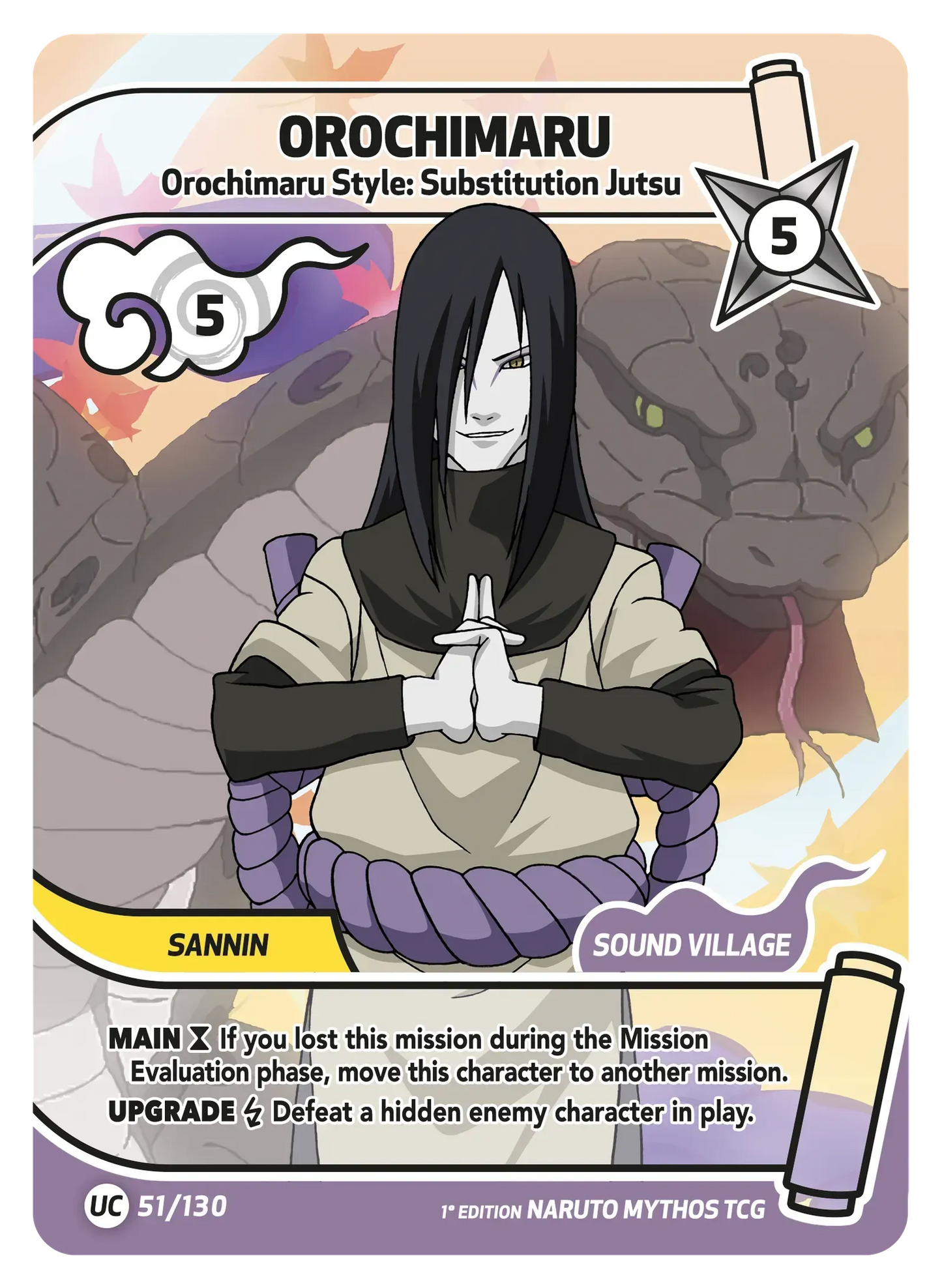 Orochimaru — Style d'Orochimaru Permutation – KS-051 – Naruto Mythos TCG Konoha Shidō Chapitre 1 FR