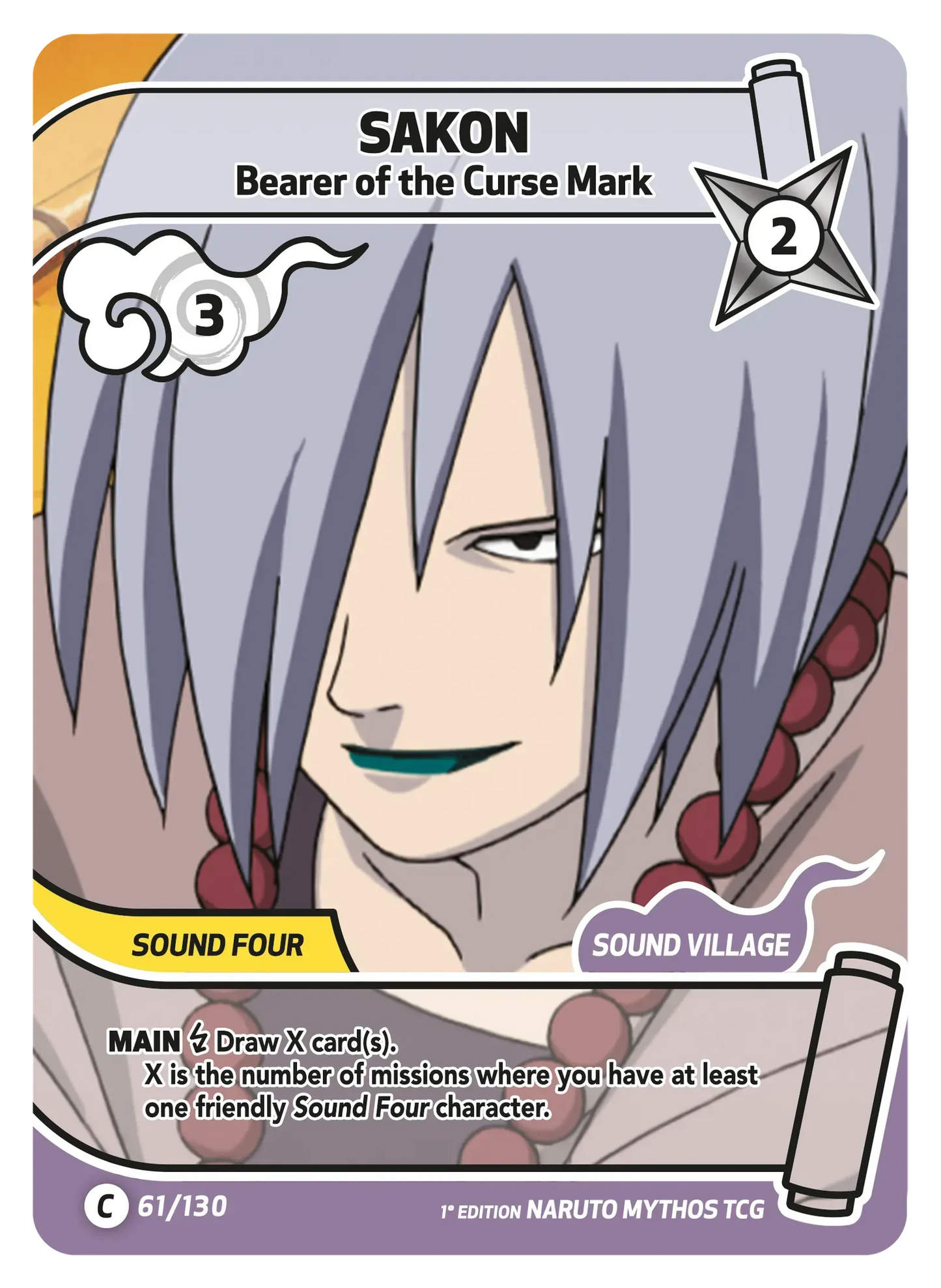Sakon — Porteur de la Marque Maudite – KS-061 – Naruto Mythos TCG Konoha Shidō Chapitre 1 FR