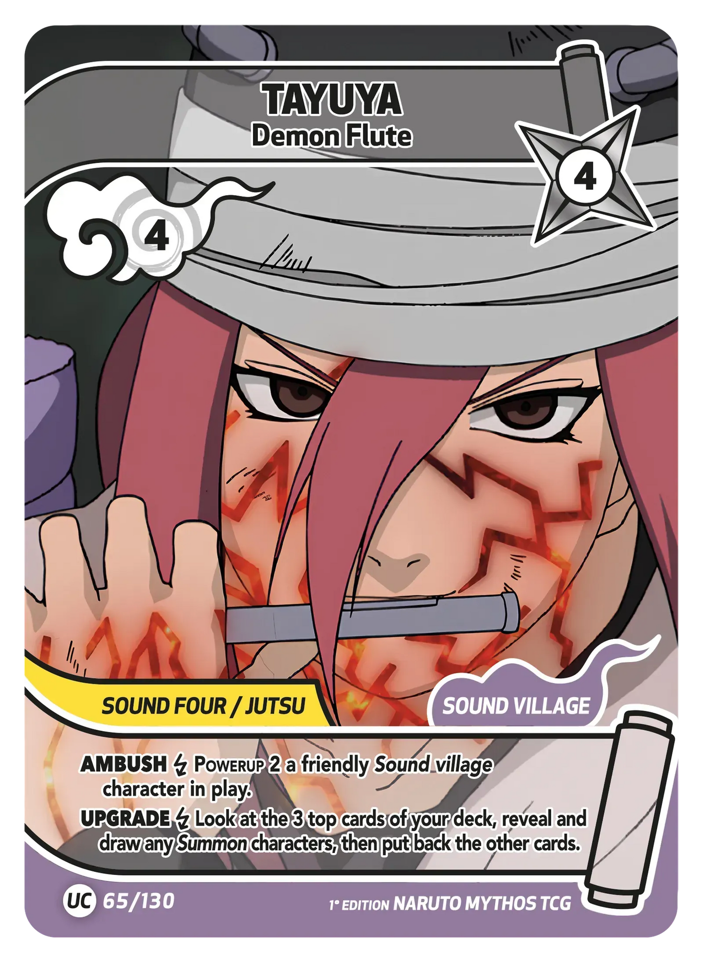 Tayuya — La Flûte Démoniaque – KS-065 – Naruto Mythos TCG Konoha Shidō Chapitre 1 FR