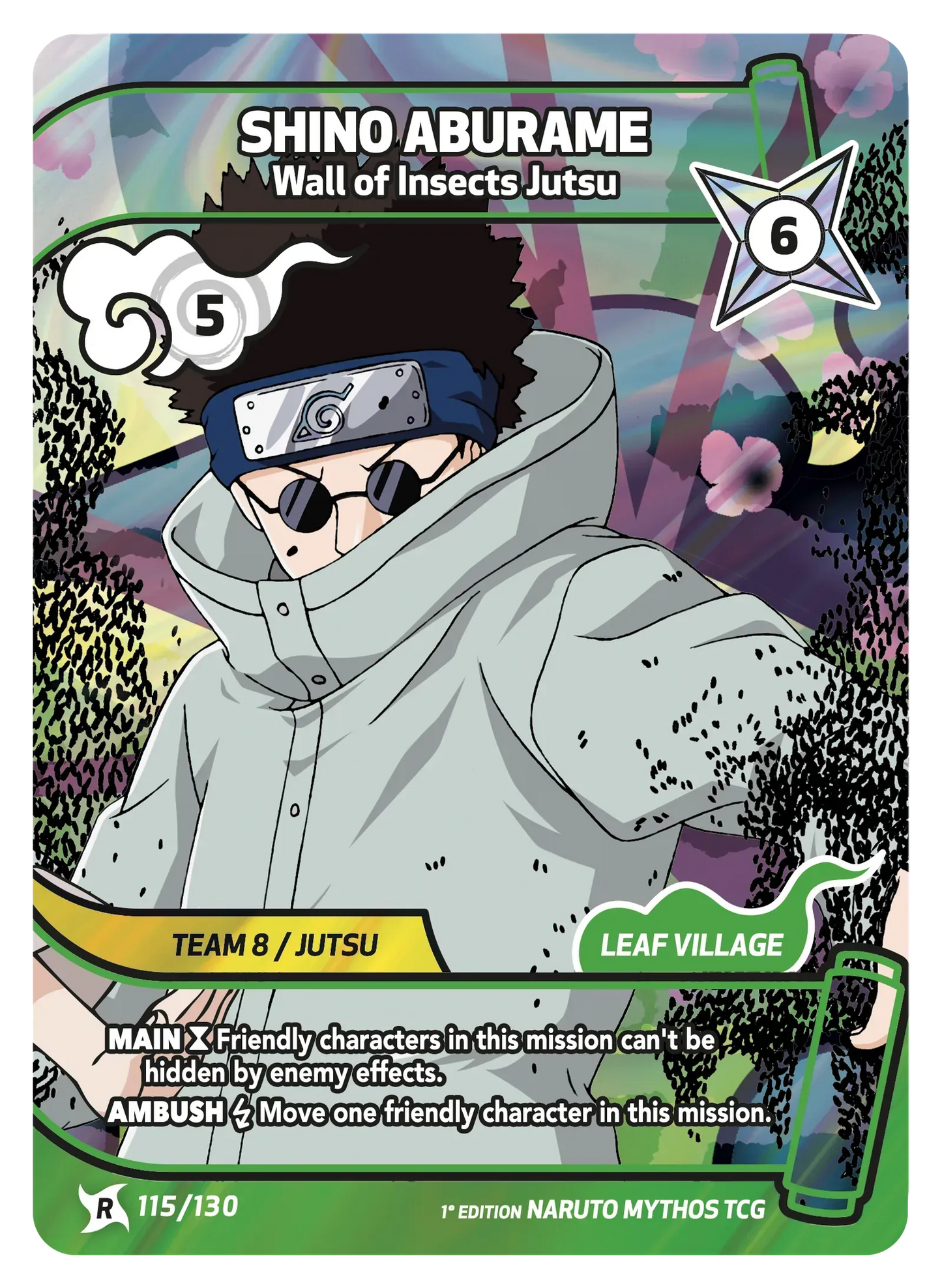Shino Aburame — Technique du Mur d’Insectes – KS-115 – Naruto Mythos TCG Konoha Shidō Chapitre 1 FR