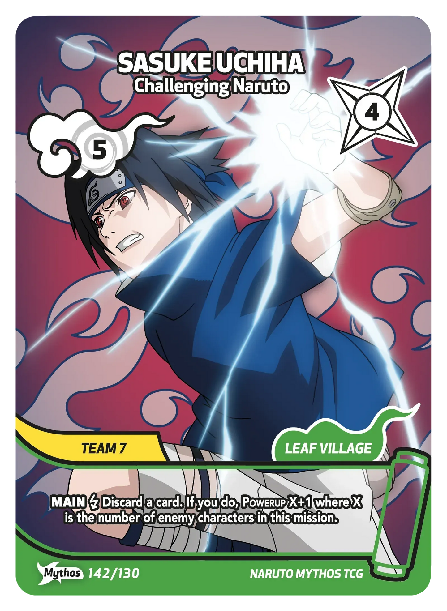 Sasuke Uchiwa — Défiant Naruto – KS-142 – Naruto Mythos TCG Konoha Shidō Chapitre 1 FR