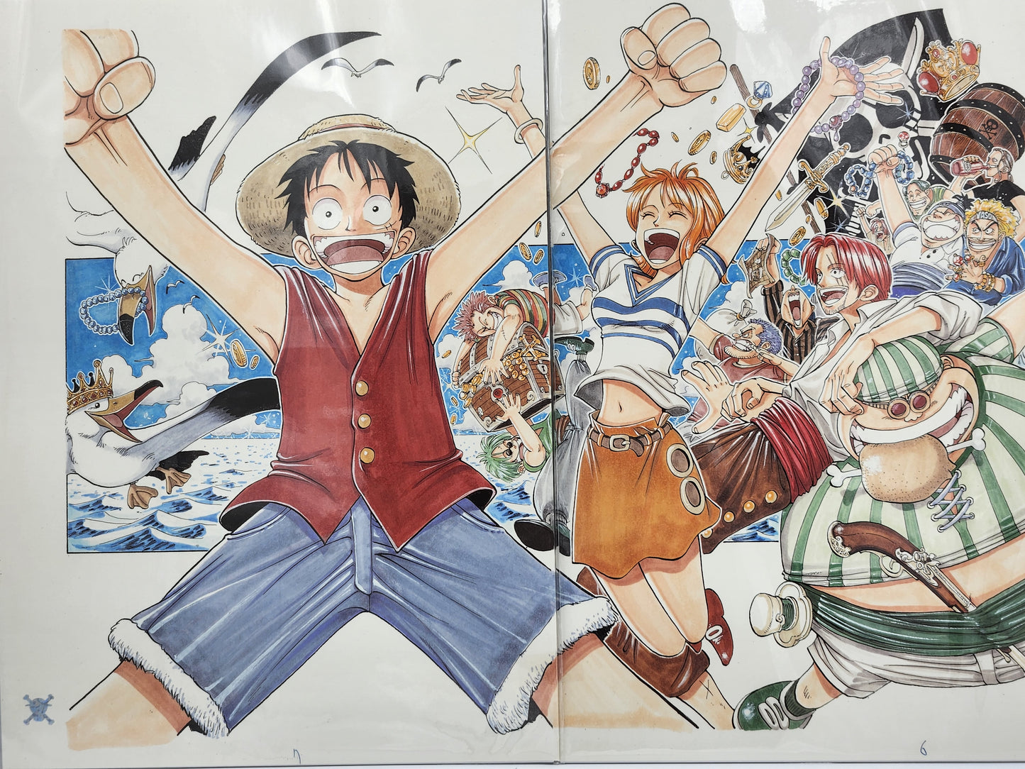 Original Print Page Manga One Piece Volume 1 N 6&7 Bundle Color Suheisha Limited Edition