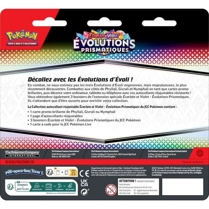Pokémon Tri-Pack Collection Autocollant Réajustable EV08.5 Évolutions Prismatiques