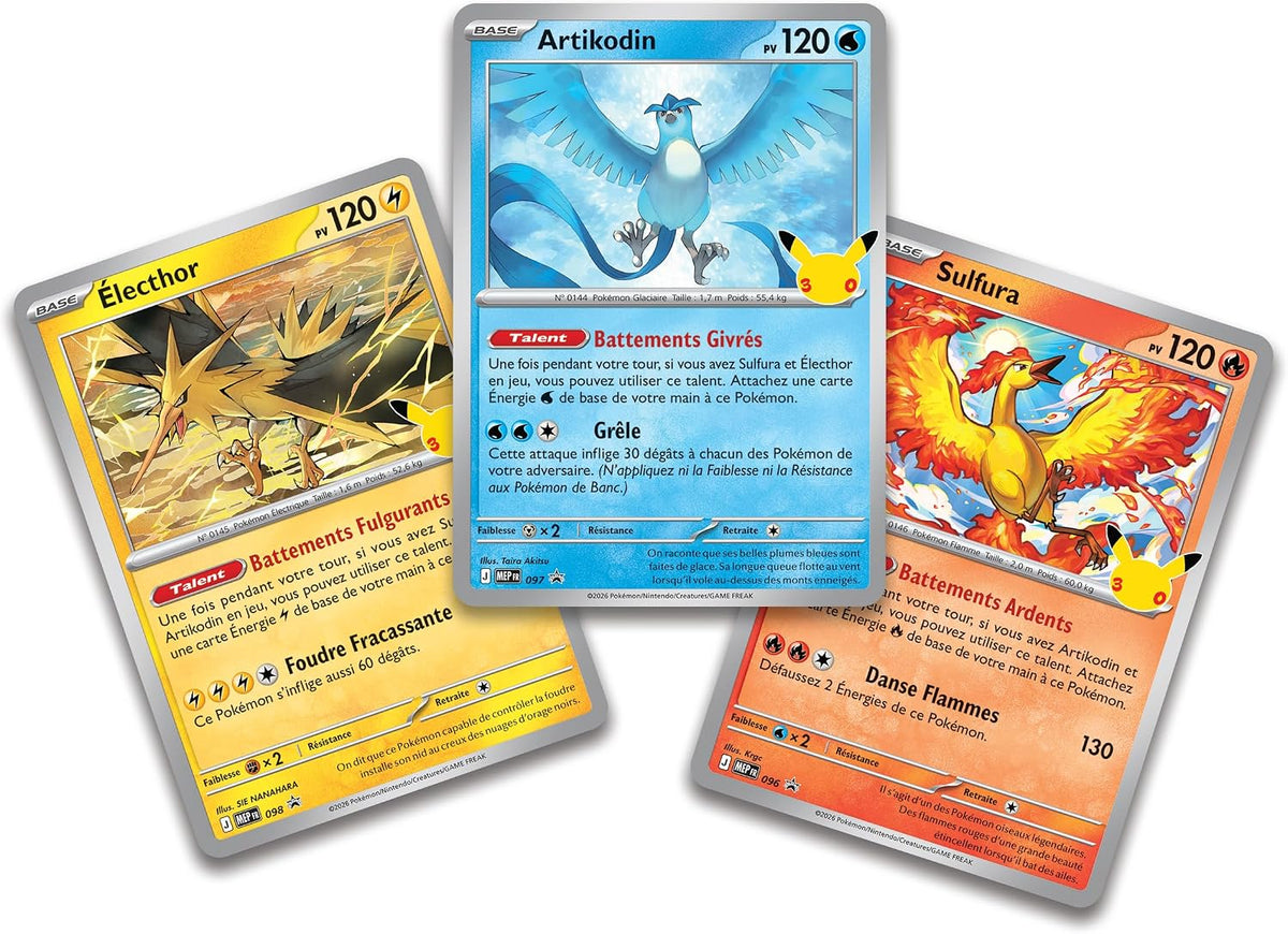 Collection Poster Pokémon 30ᵉ Anniversaire – Artikodin, Électhor & Sulfura – FR