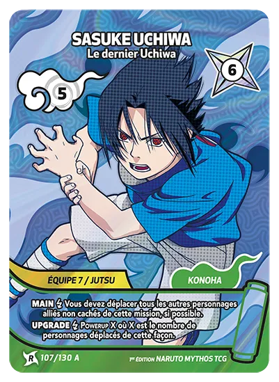 Sasuke Uchiwa — Le dernier Uchiwa – KS-107-A – Naruto Mythos TCG Konoha Shidō Chapitre 1 FR