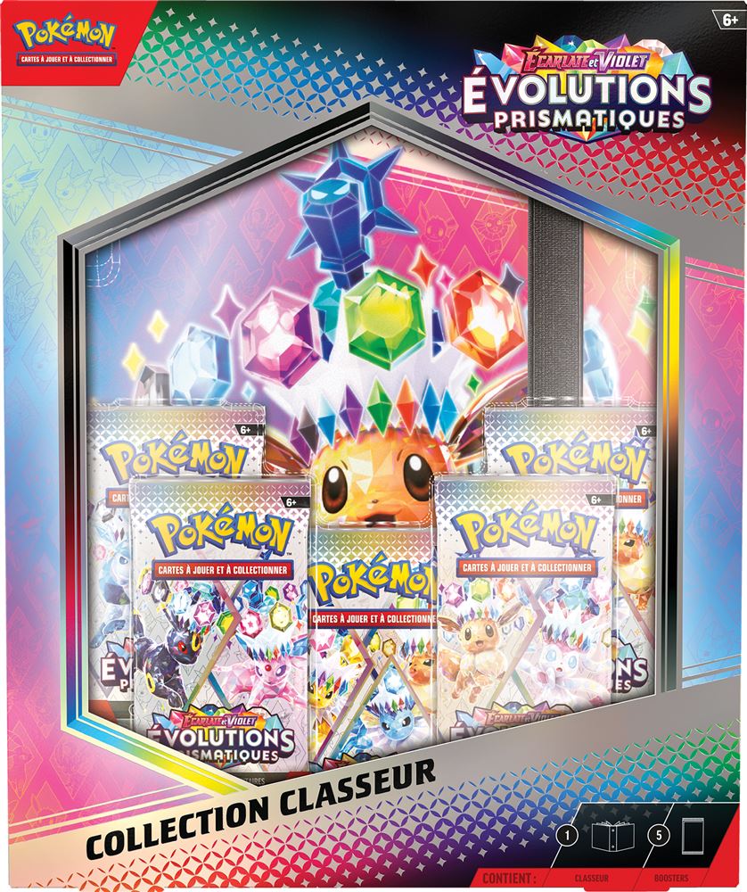 Pokémon Portfolio classeur A4 et 5 boosters EV8.5 Ecarlate et Violet Evolutions Prismatiques