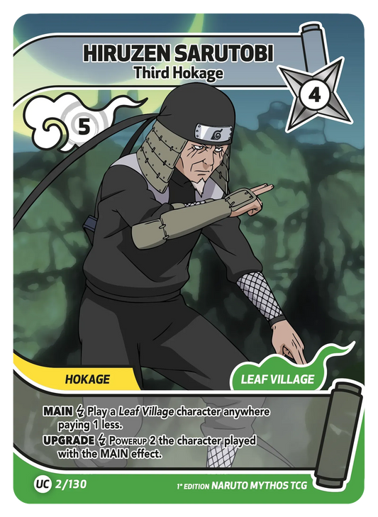 Naruto Mythos TCG – Hiruzen Sarutobi — Third Hokage – KS-002 – Unco / Peu commune – Konoha Shidō Série 1