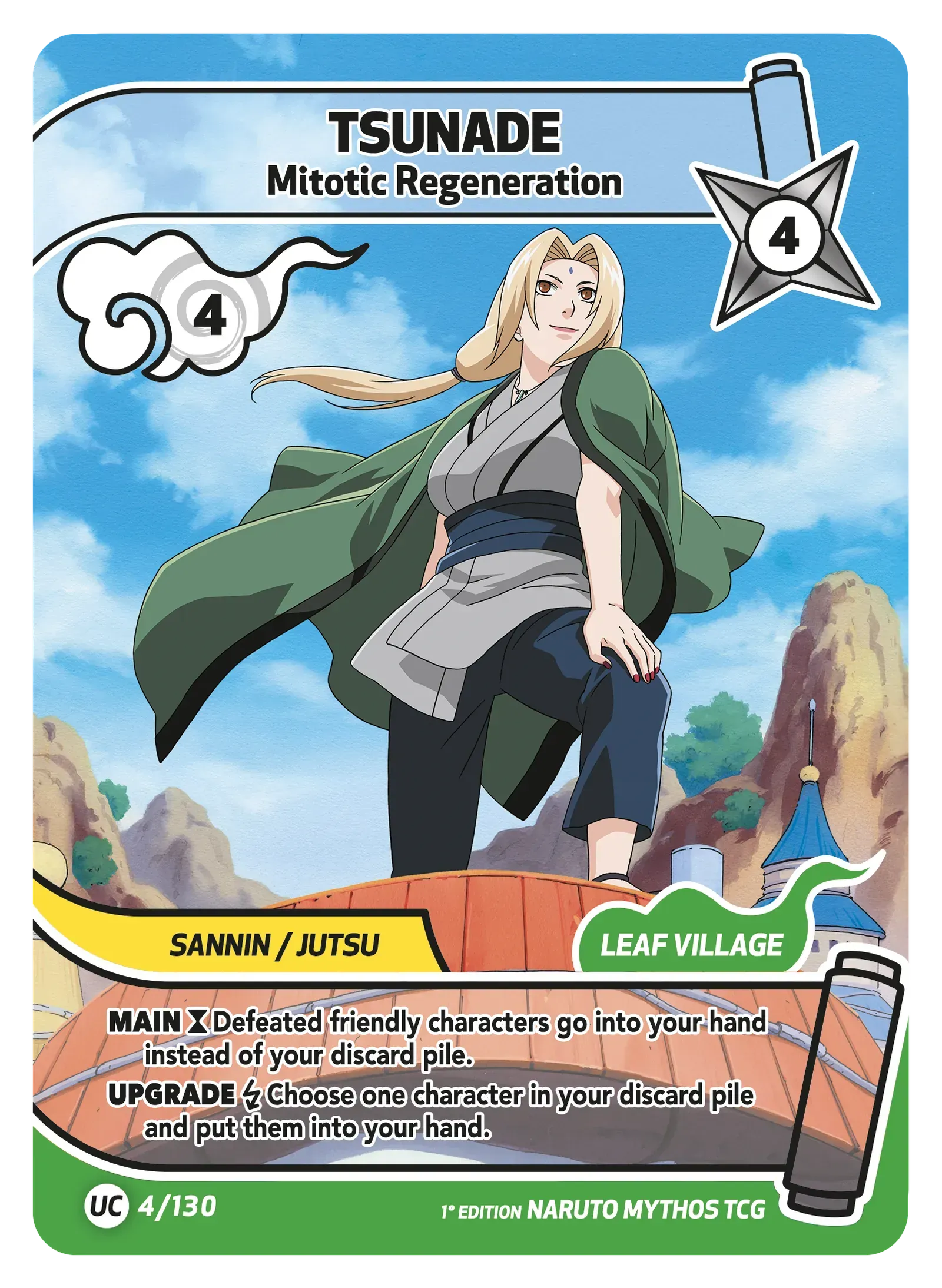Naruto Mythos TCG – Tsunade — Mitotic Regeneration – KS-004 – Unco / Peu commune – Konoha Shidō Série 1