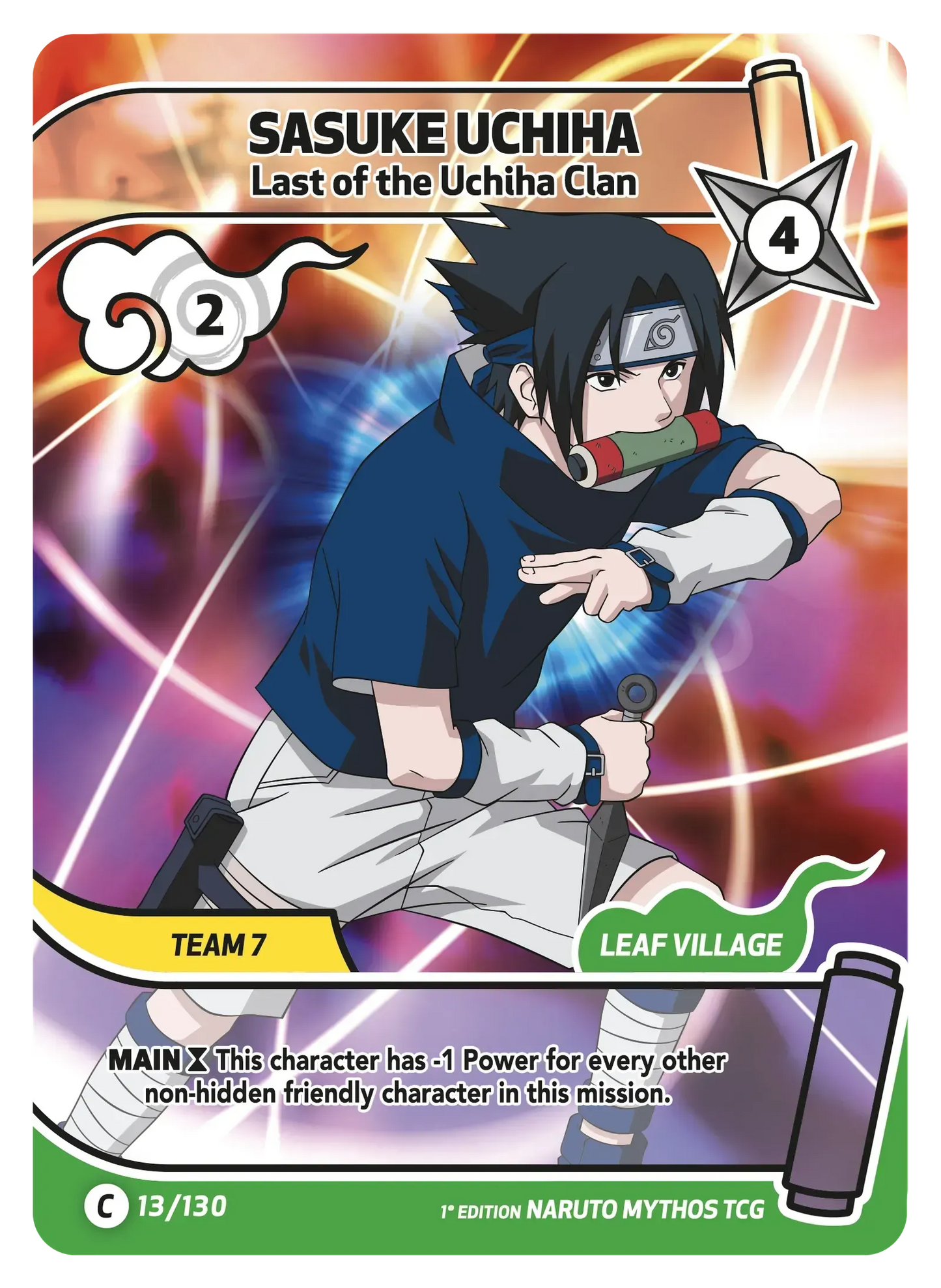 Sasuke Uchiwa — Dernier du Clan Uchiwa – KS-013 – Naruto Mythos TCG Konoha Shidō Chapitre 1 FR