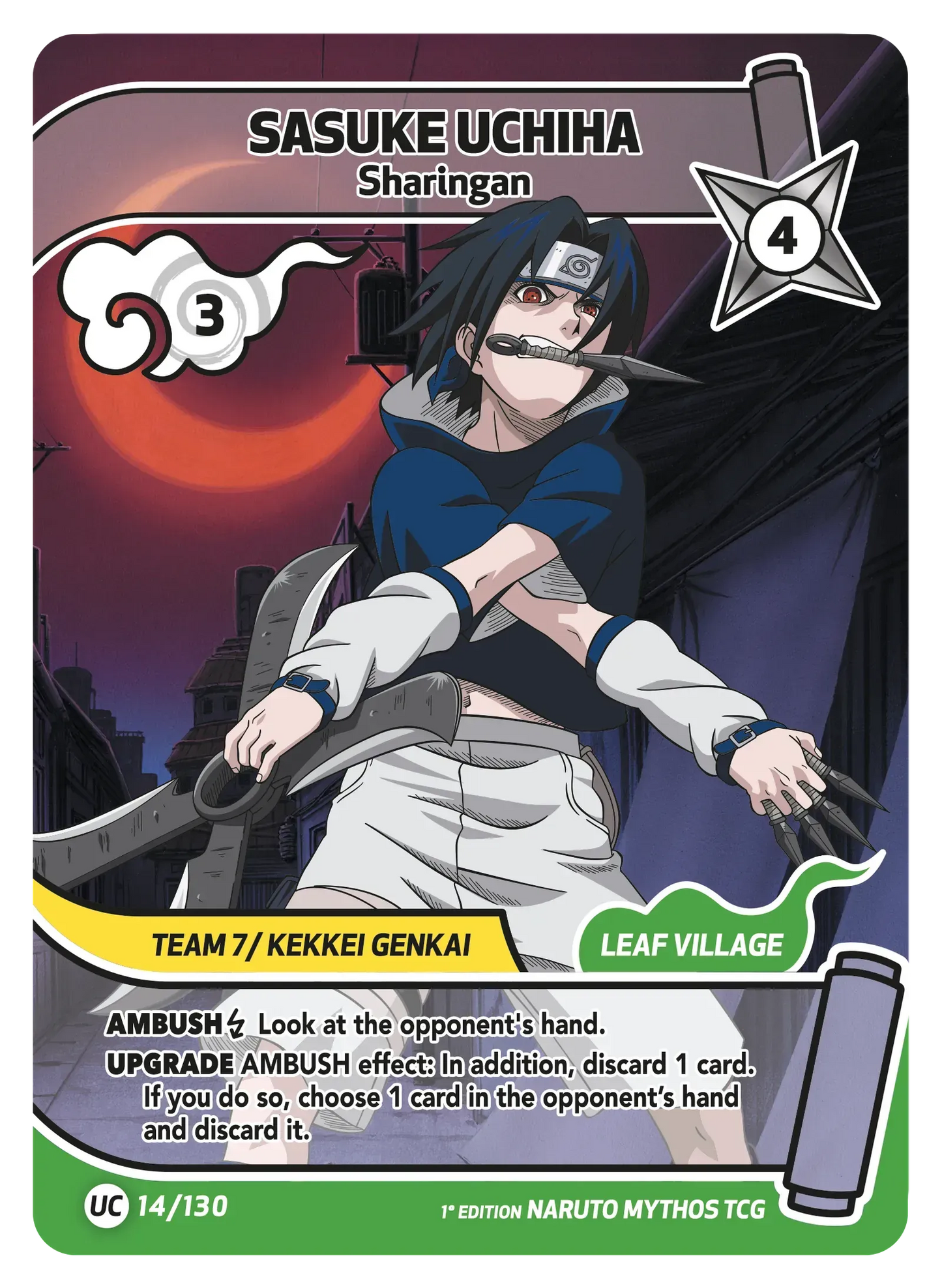 Sasuke Uchiwa — Sharingan – KS-014 – Naruto Mythos TCG Konoha Shidō Chapitre 1 FR