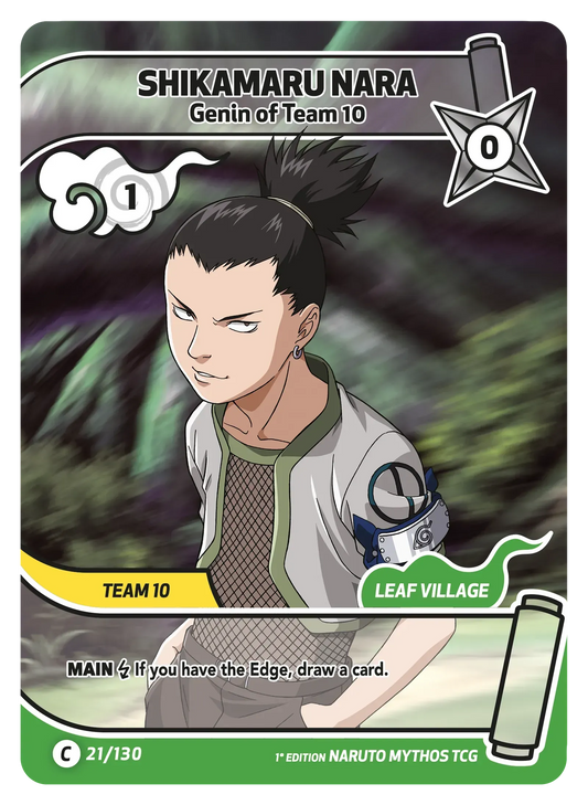 Shikamaru Nara — Genin de l'Équipe 10 – KS-021 – Naruto Mythos TCG Konoha Shidō Chapitre 1 FR