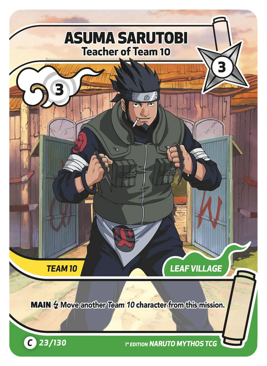 Asuma Sarutobi — Sensei de l'Équipe 10 – KS-023 – Naruto Mythos TCG Konoha Shidō Chapitre 1 FR