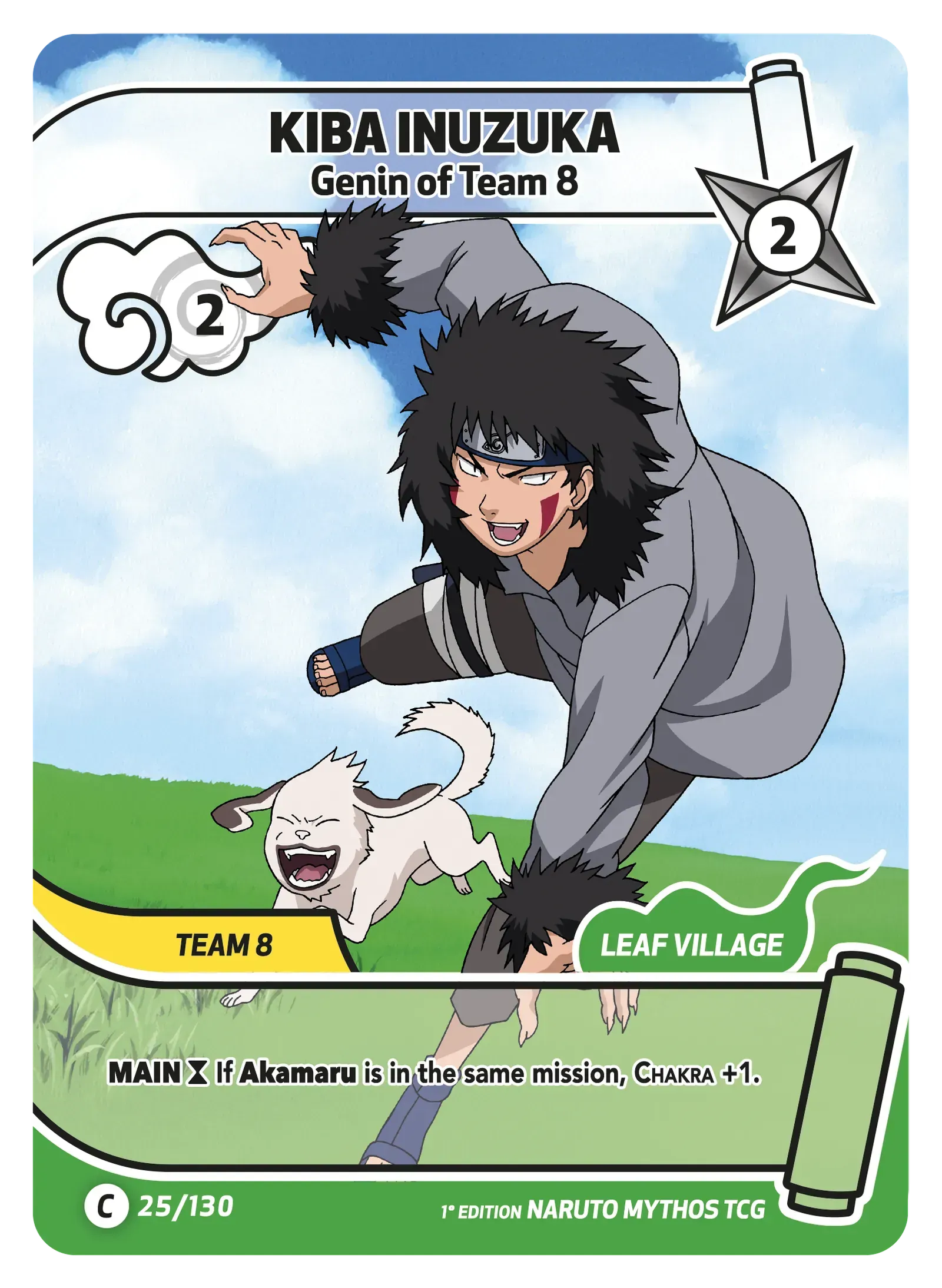 Kiba Inuzuka — Genin de l'Équipe 8 – KS-025 – Naruto Mythos TCG Konoha Shidō Chapitre 1 FR