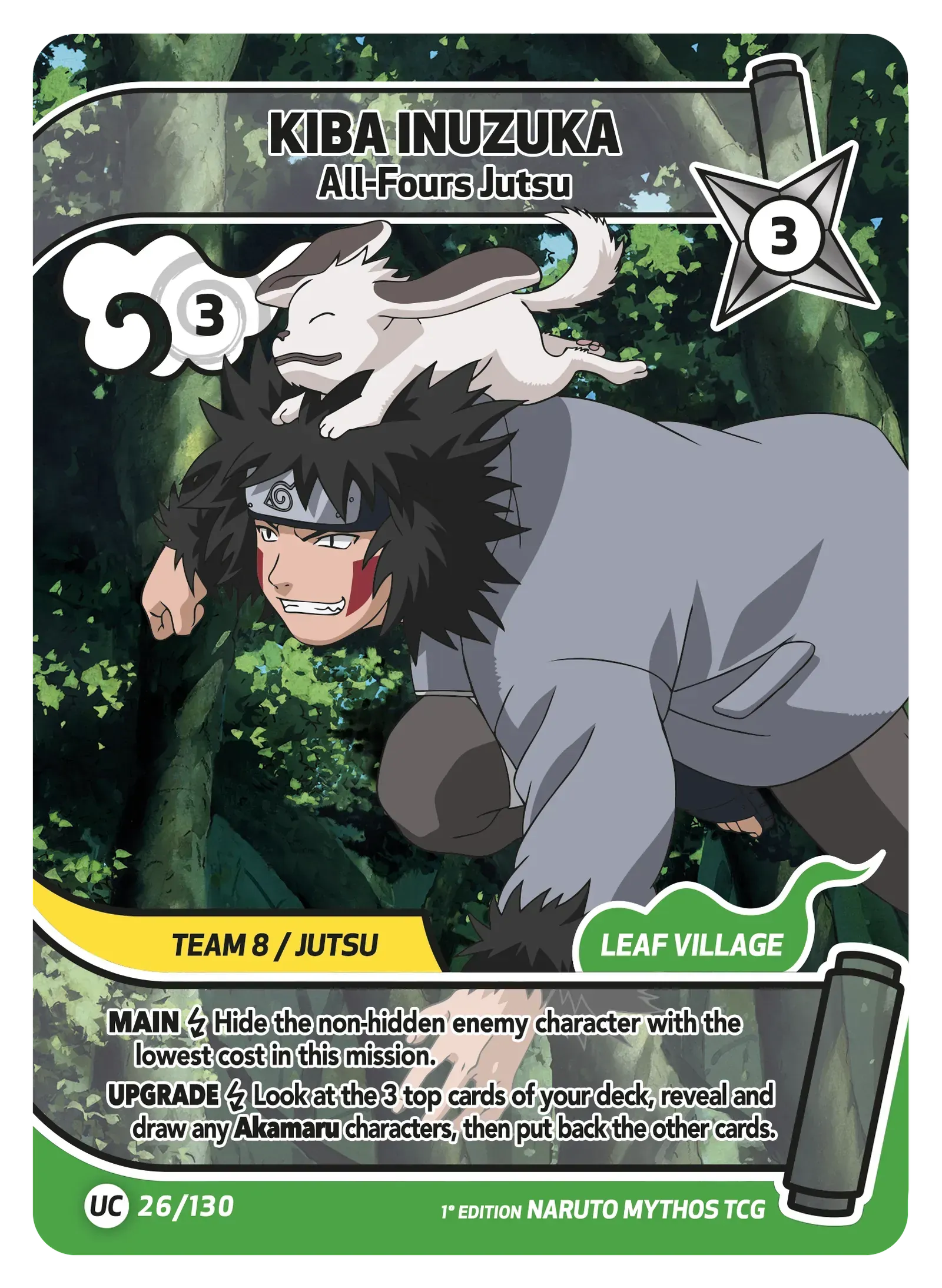 Kiba Inuzuka — Ninpô ! La Danse du Chien ! – KS-026 – Naruto Mythos TCG Konoha Shidō Chapitre 1 FR