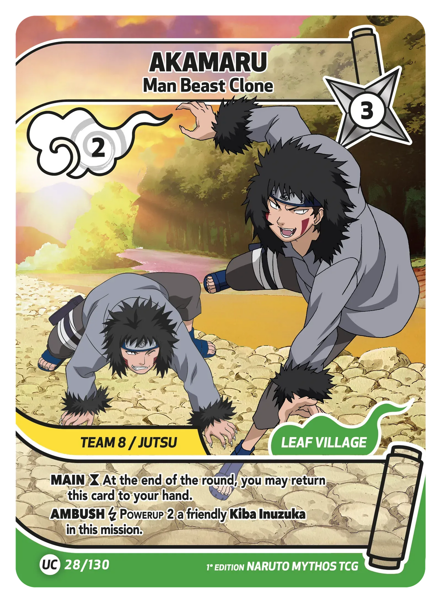 Akamaru — Les Hommes-Bêtes Enragés – KS-028 – Naruto Mythos TCG Konoha Shidō Chapitre 1 FR
