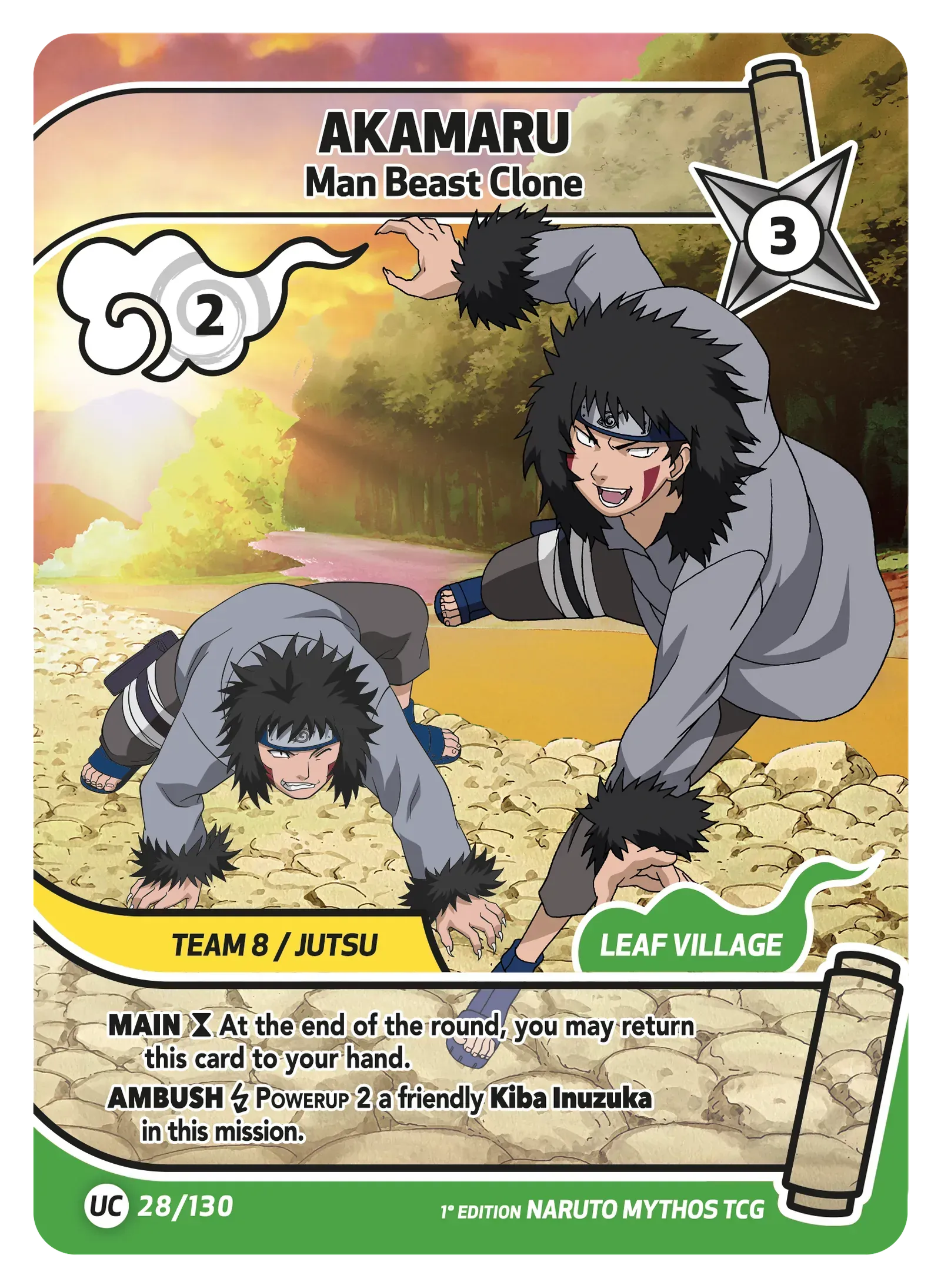 Akamaru — Les Hommes-Bêtes Enragés – KS-028 – Naruto Mythos TCG Konoha Shidō Chapitre 1 FR
