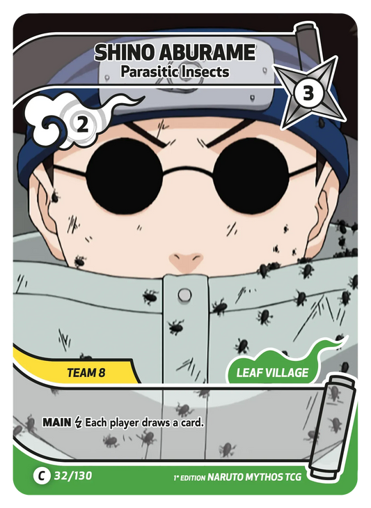 Shino Aburame — Insectes Destructeurs – KS-032 – Naruto Mythos TCG Konoha Shidō Chapitre 1 FR
