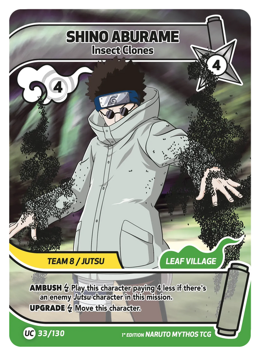 Shino Aburame — Des Clones Faits d'Insectes – KS-033 – Naruto Mythos TCG Konoha Shidō Chapitre 1 FR