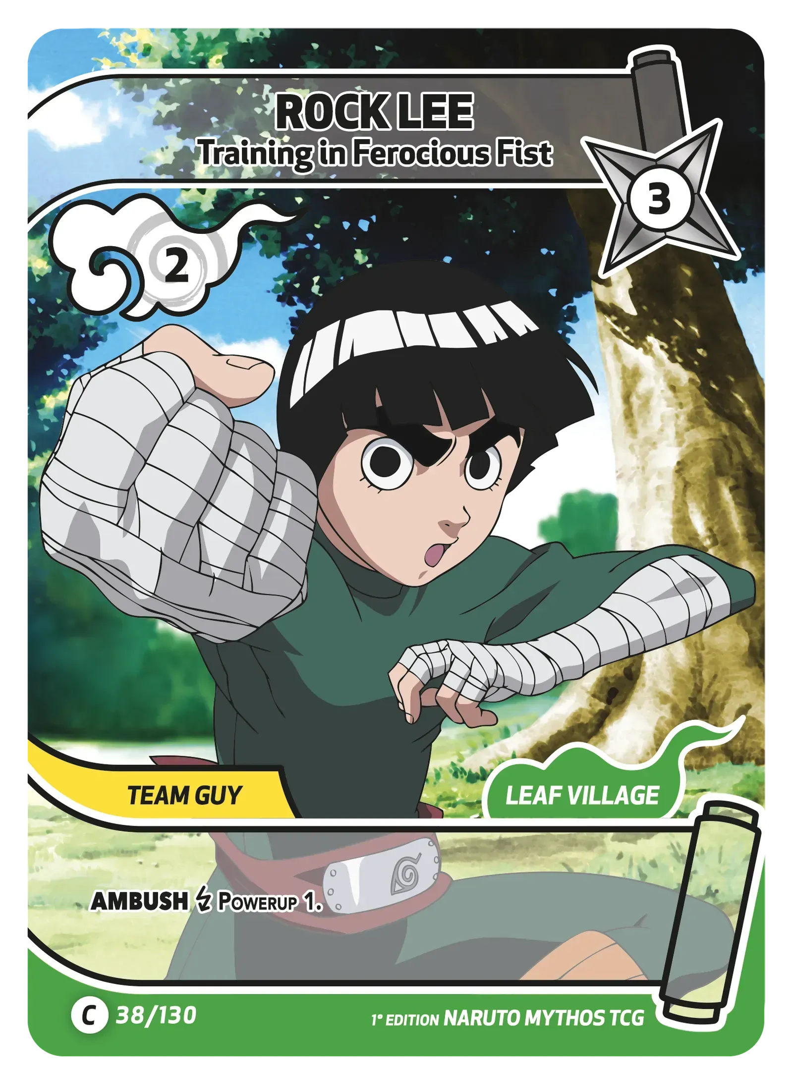 Rock Lee — Entraînement au Poing Violent – KS-038 – Naruto Mythos TCG Konoha Shidō Chapitre 1 FR