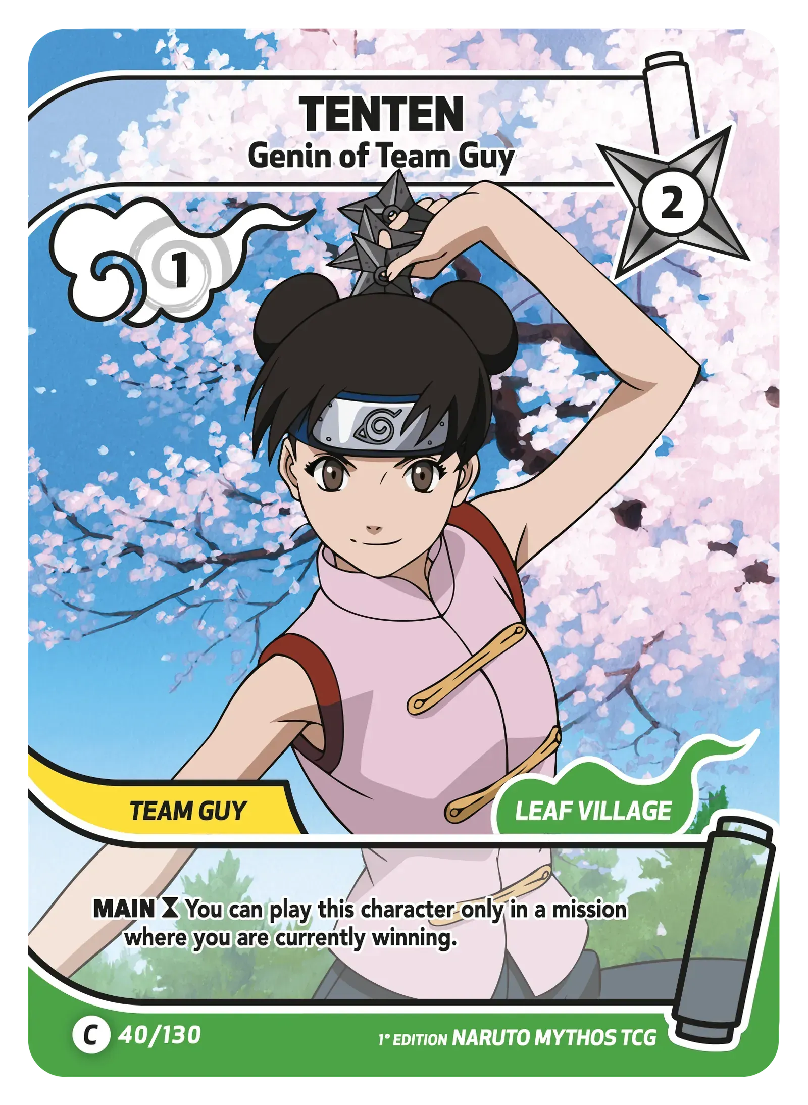 Tenten — Genin de l'Équipe Gaï – KS-040 – Naruto Mythos TCG Konoha Shidō Chapitre 1 FR