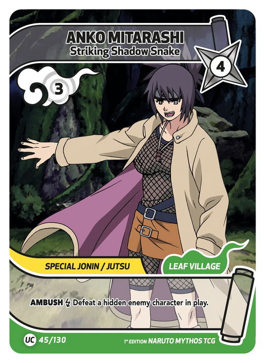 Anko Mitarashi — La Poigne du Serpent Spectral – KS-045 – Naruto Mythos TCG Konoha Shidō Chapitre 1 FR