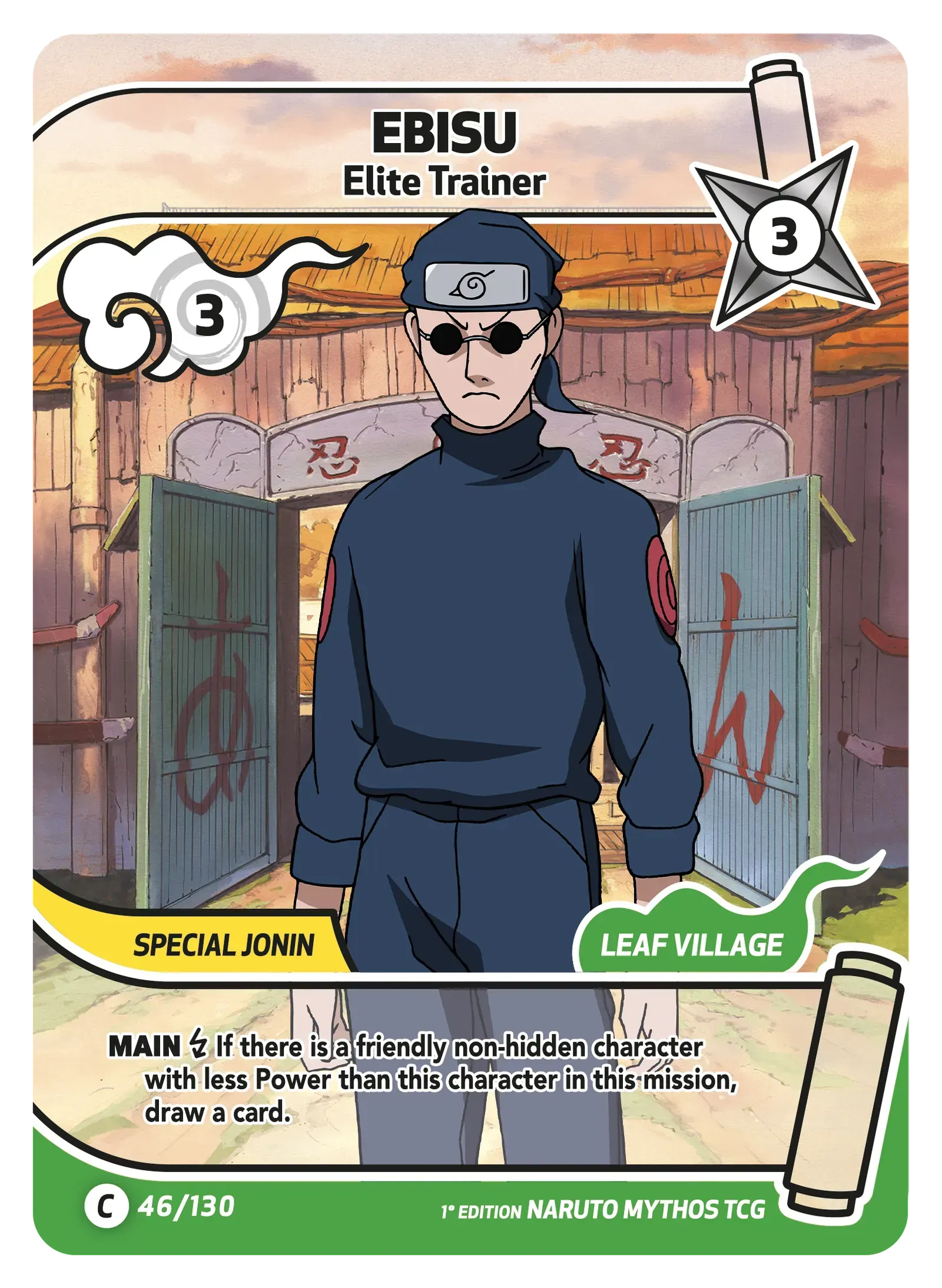 Ebisu — Entraîneur d'Élite – KS-046 – Naruto Mythos TCG Konoha Shidō Chapitre 1 FR
