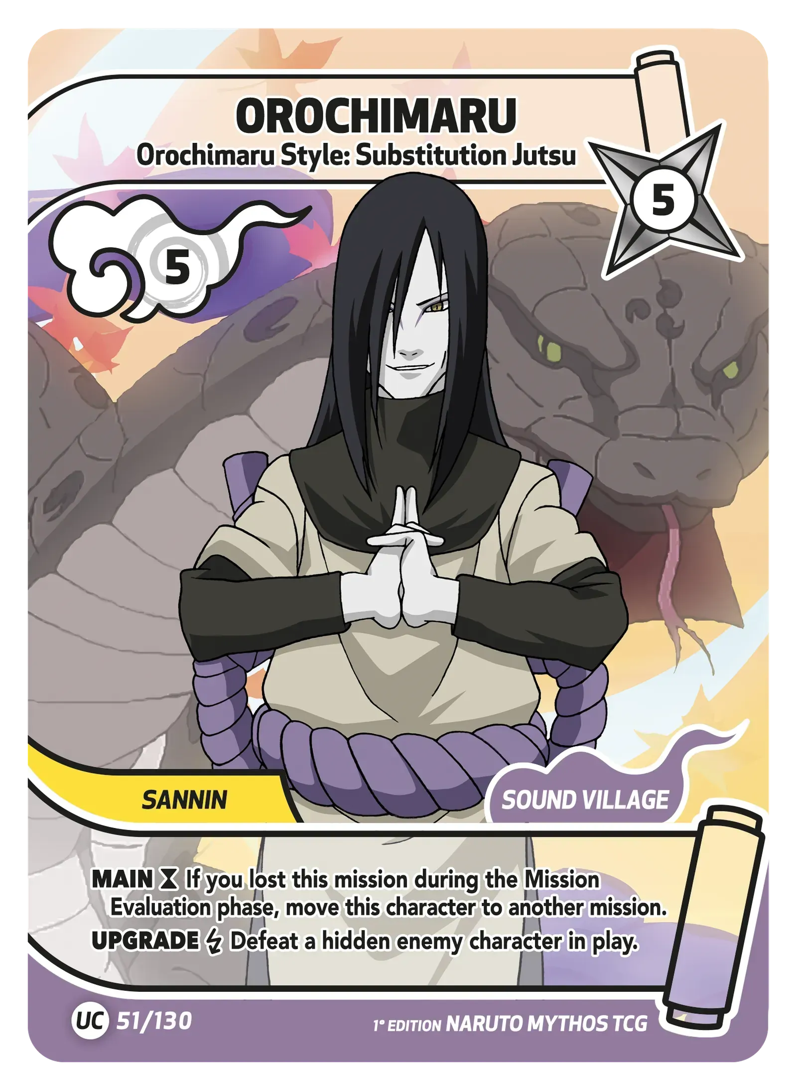 Orochimaru — Style d'Orochimaru Permutation – KS-051 – Naruto Mythos TCG Konoha Shidō Chapitre 1 FR