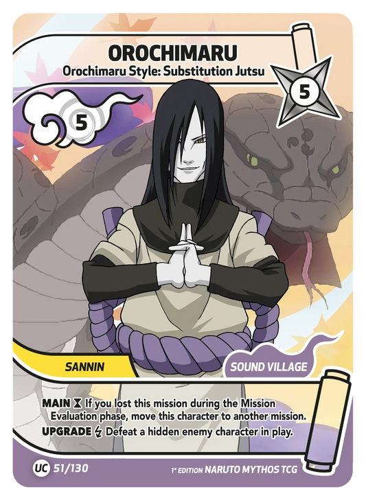 Orochimaru — Style d'Orochimaru Permutation – KS-051 – Naruto Mythos TCG Konoha Shidō Chapitre 1 FR