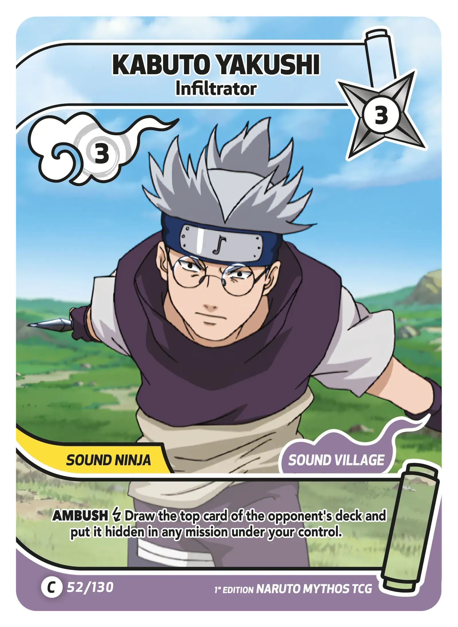 Kabuto Yakushi — La Taupe – KS-052 – Naruto Mythos TCG Konoha Shidō Chapitre 1 FR