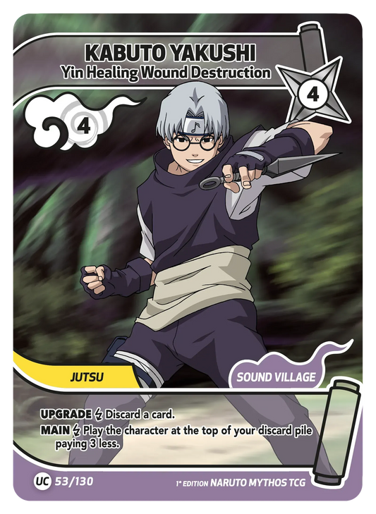 Kabuto Yakushi — Destruction des Blessures de Guérison Yin – KS-053 – Naruto Mythos TCG Konoha Shidō Chapitre 1 FR