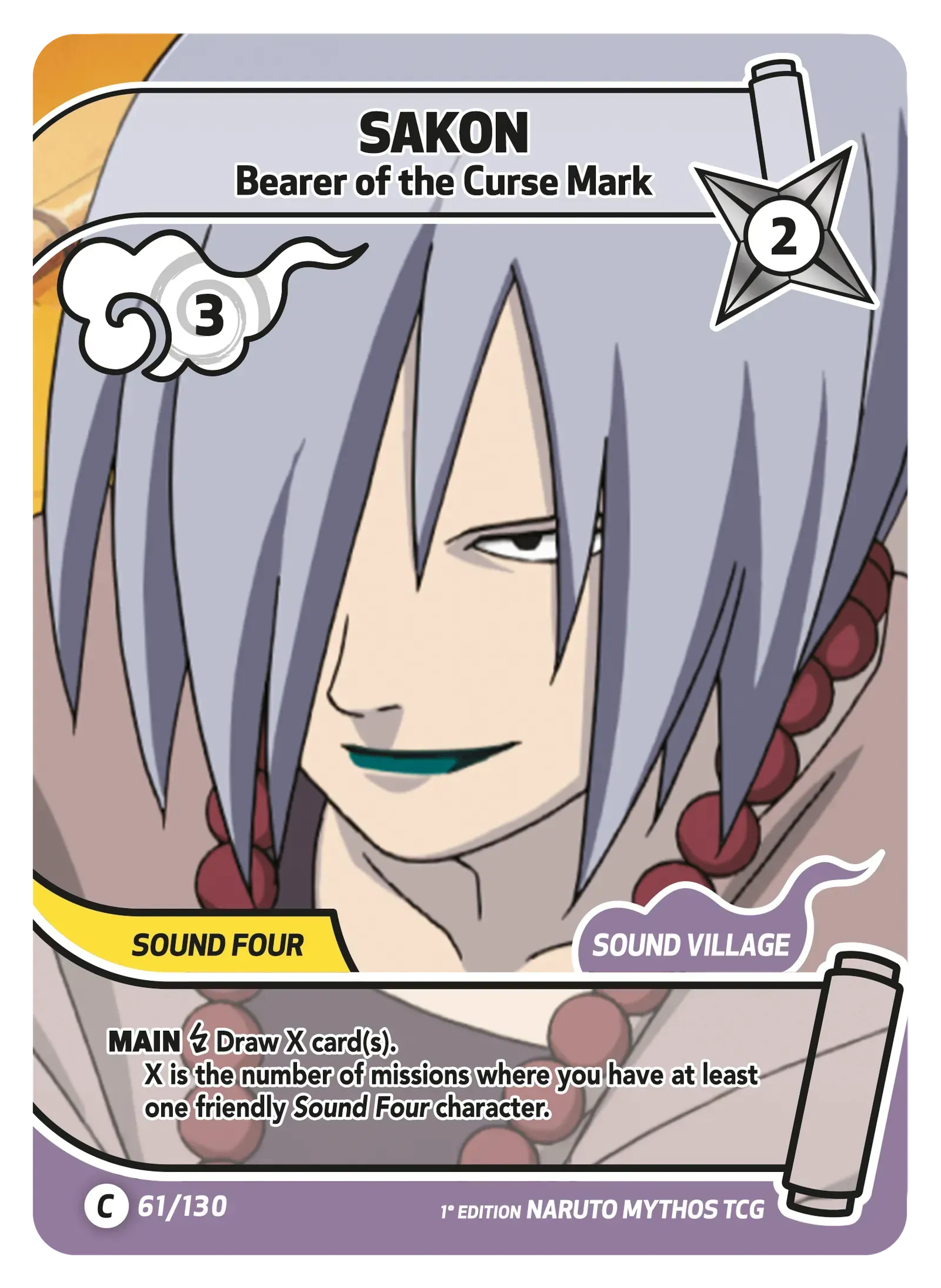 Sakon — Porteur de la Marque Maudite – KS-061 – Naruto Mythos TCG Konoha Shidō Chapitre 1 FR