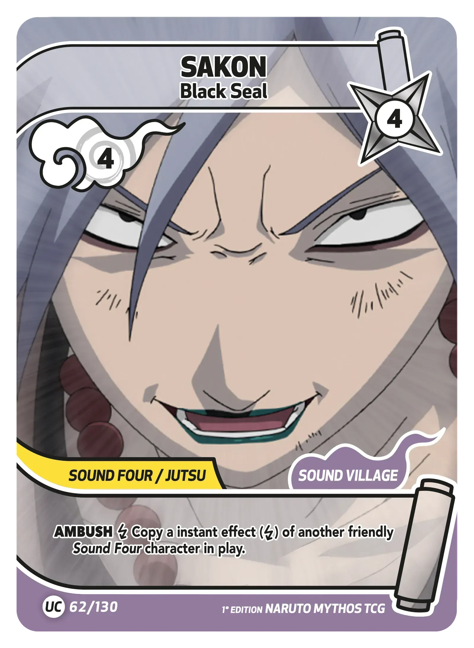 Sakon — Apposition des Sceaux Maléfiques – KS-062 – Naruto Mythos TCG Konoha Shidō Chapitre 1 FR
