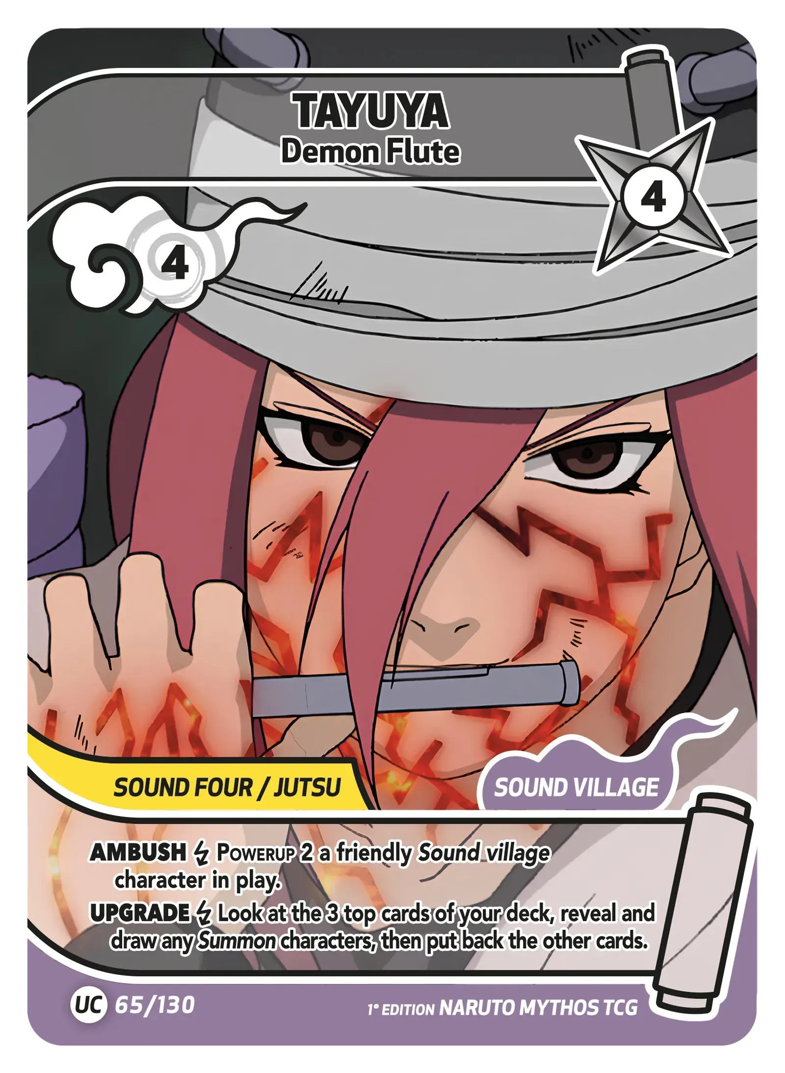 Tayuya — La Flûte Démoniaque – KS-065 – Naruto Mythos TCG Konoha Shidō Chapitre 1 FR
