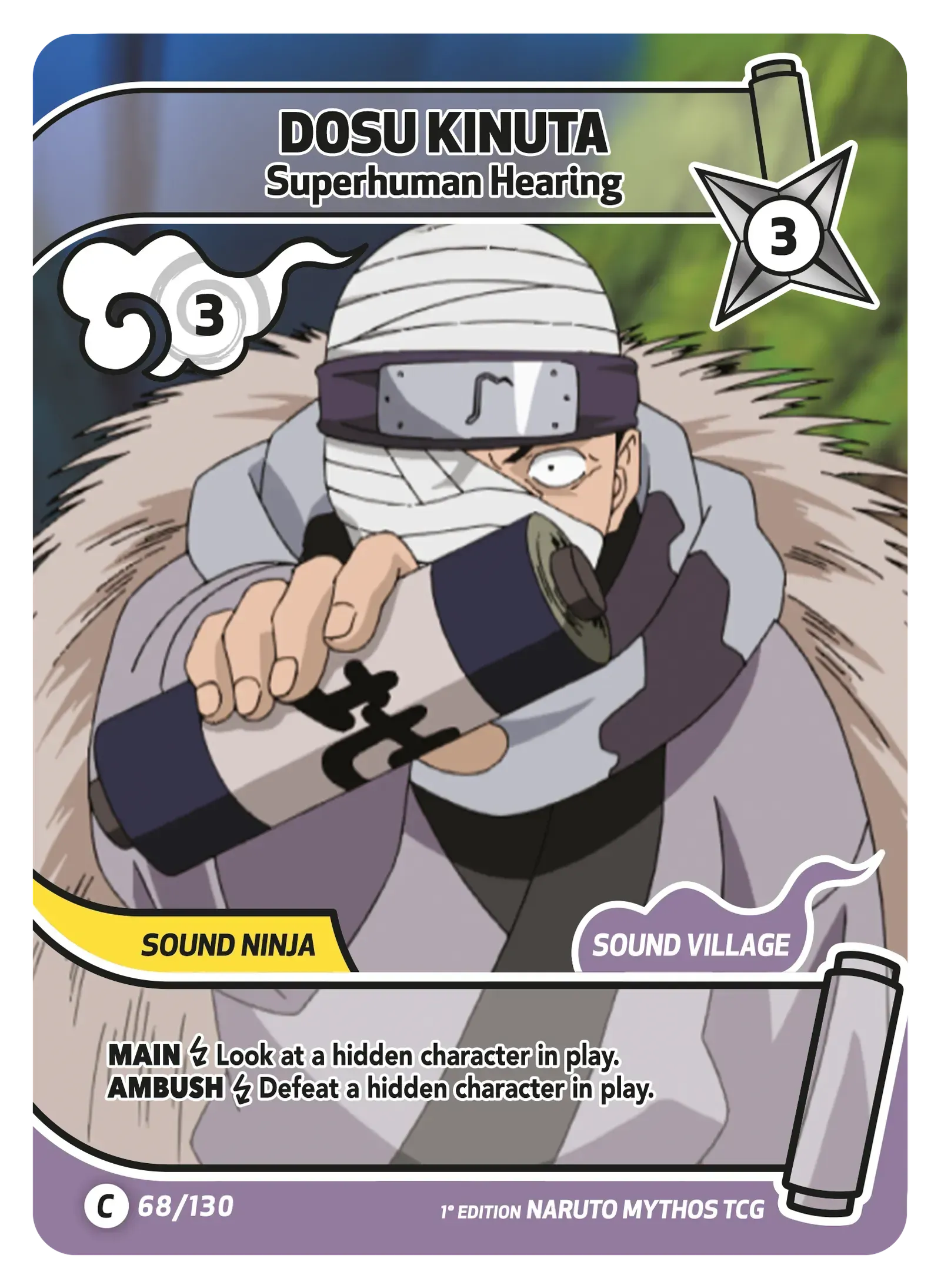 Dosu Kinuta — Ouïe Surhumaine – KS-068 – Naruto Mythos TCG Konoha Shidō Chapitre 1 FR