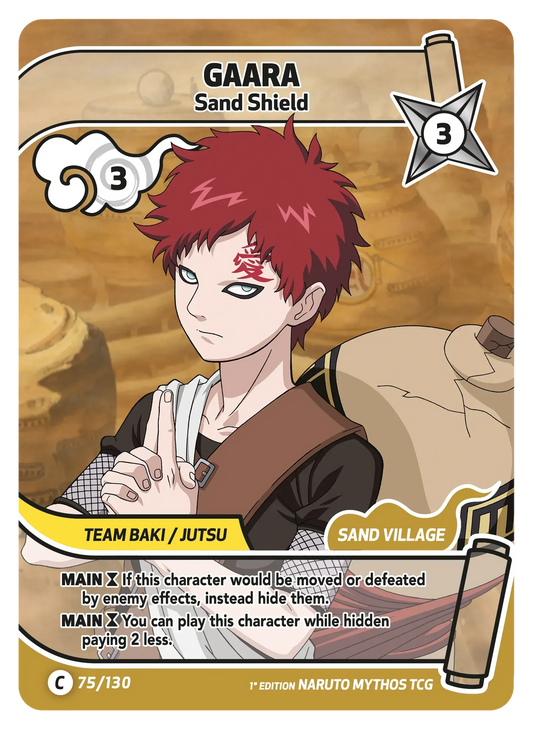 Gaara — Bouclier de Sable – KS-075 – Naruto Mythos TCG Konoha Shidō Chapitre 1 FR