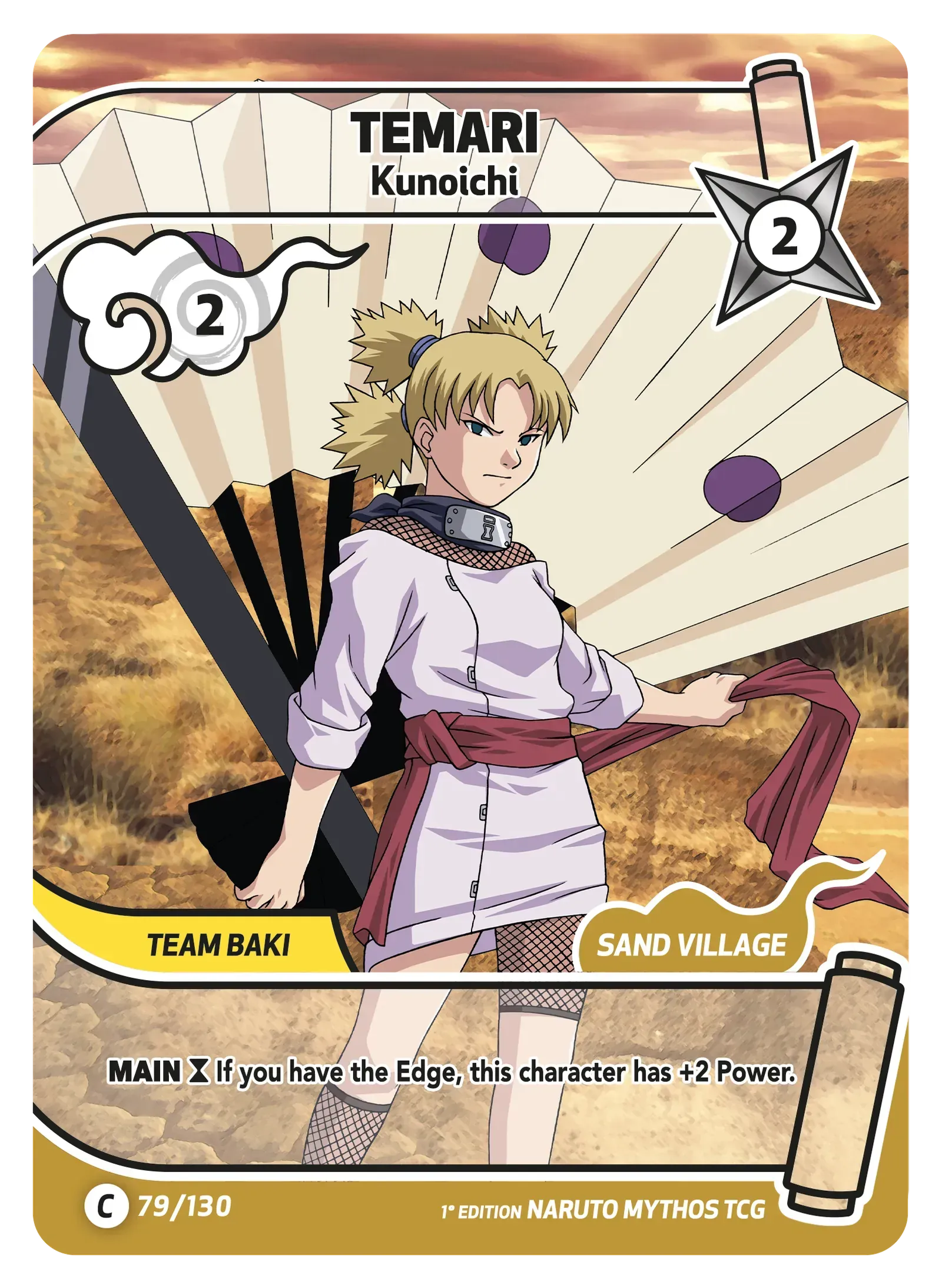 Temari — Kunoichi – KS-079 – Naruto Mythos TCG Konoha Shidō Chapitre 1 FR