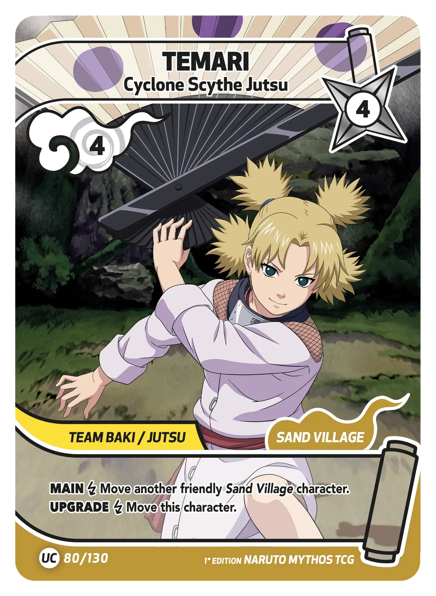 Temari — La Grande Lame du Vent – KS-080 – Naruto Mythos TCG Konoha Shidō Chapitre 1 FR
