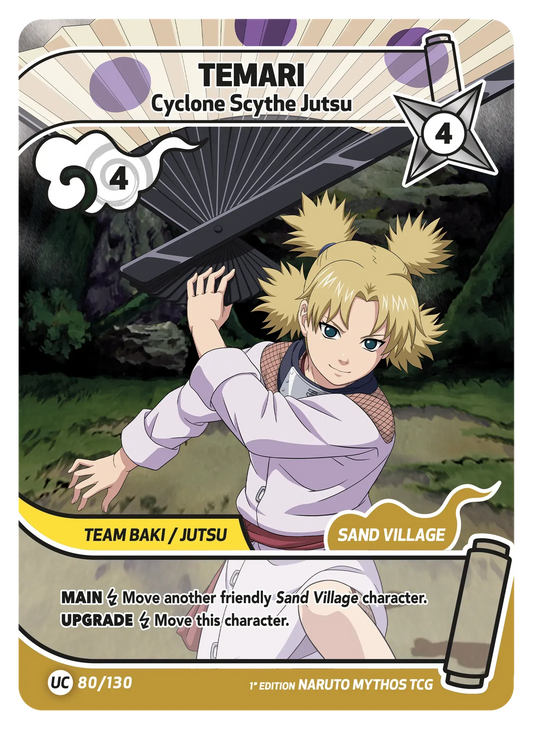 Temari — La Grande Lame du Vent – KS-080 – Naruto Mythos TCG Konoha Shidō Chapitre 1 FR
