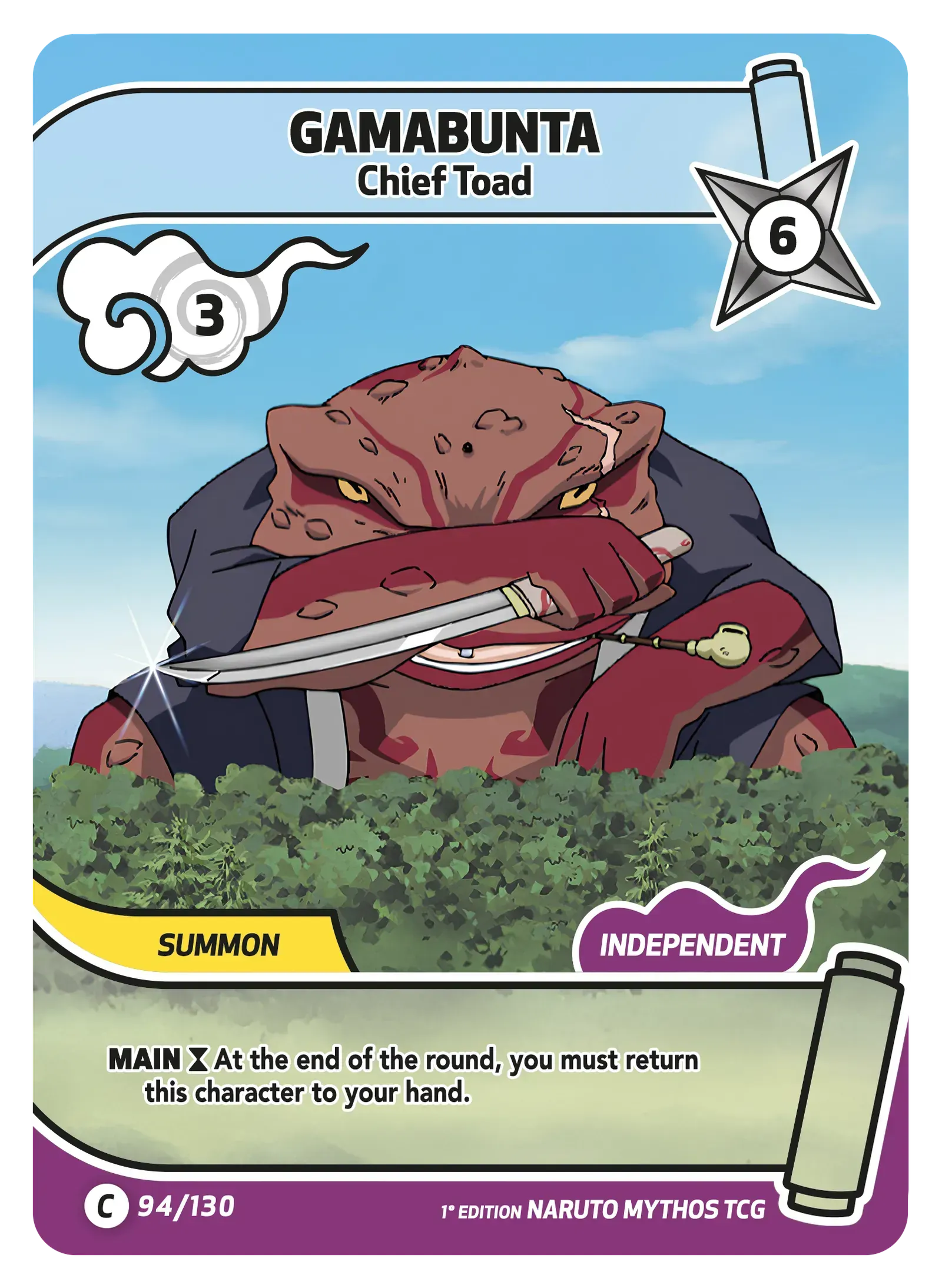 Naruto Mythos TCG – Gamabunta — Chief Toad – KS-094 – Commune – Konoha Shidō Série 1