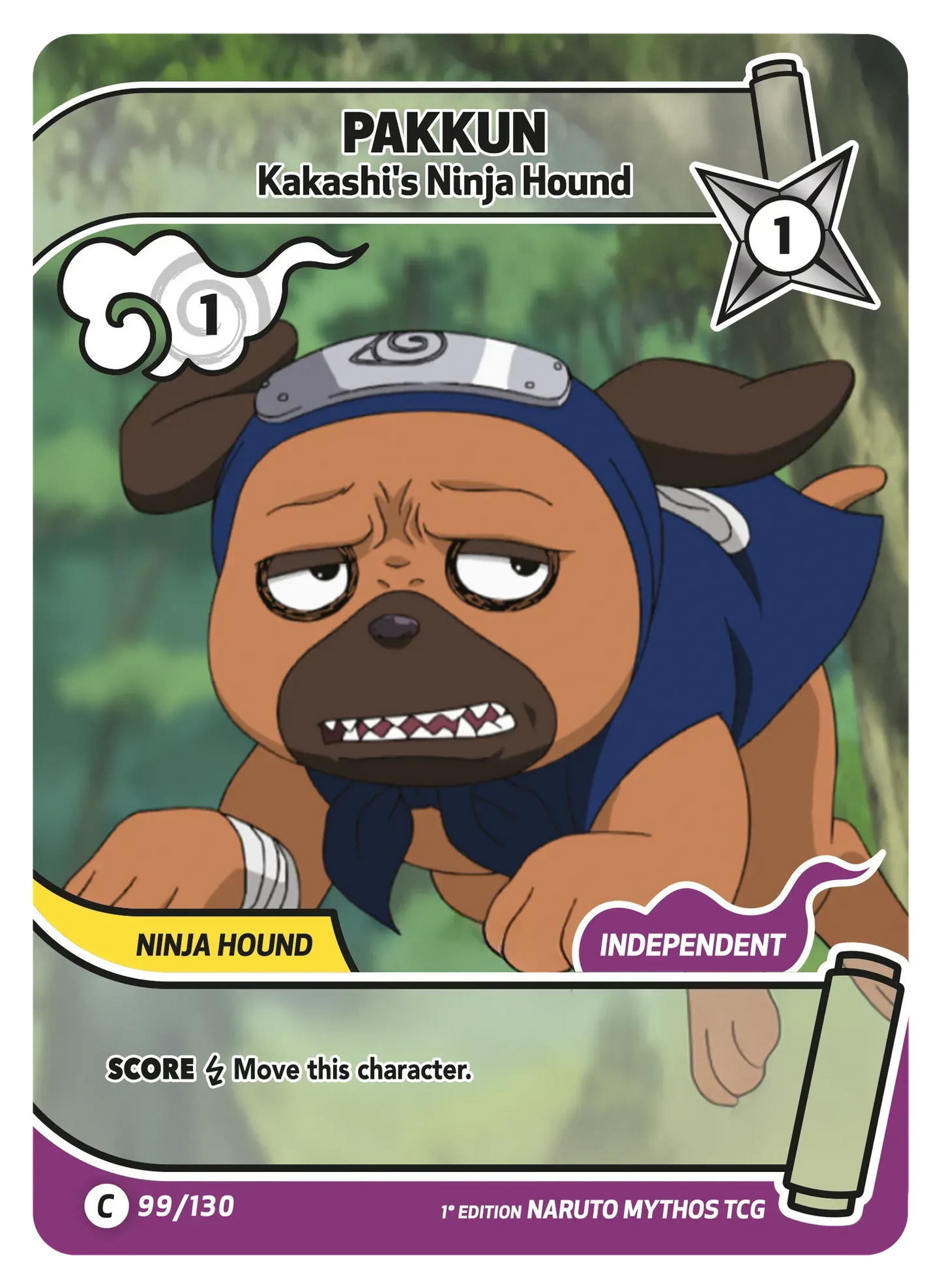 Naruto Mythos TCG – Pakkun — Kakashi's Ninja Hound – KS-099 – Commune – Konoha Shidō Série 1