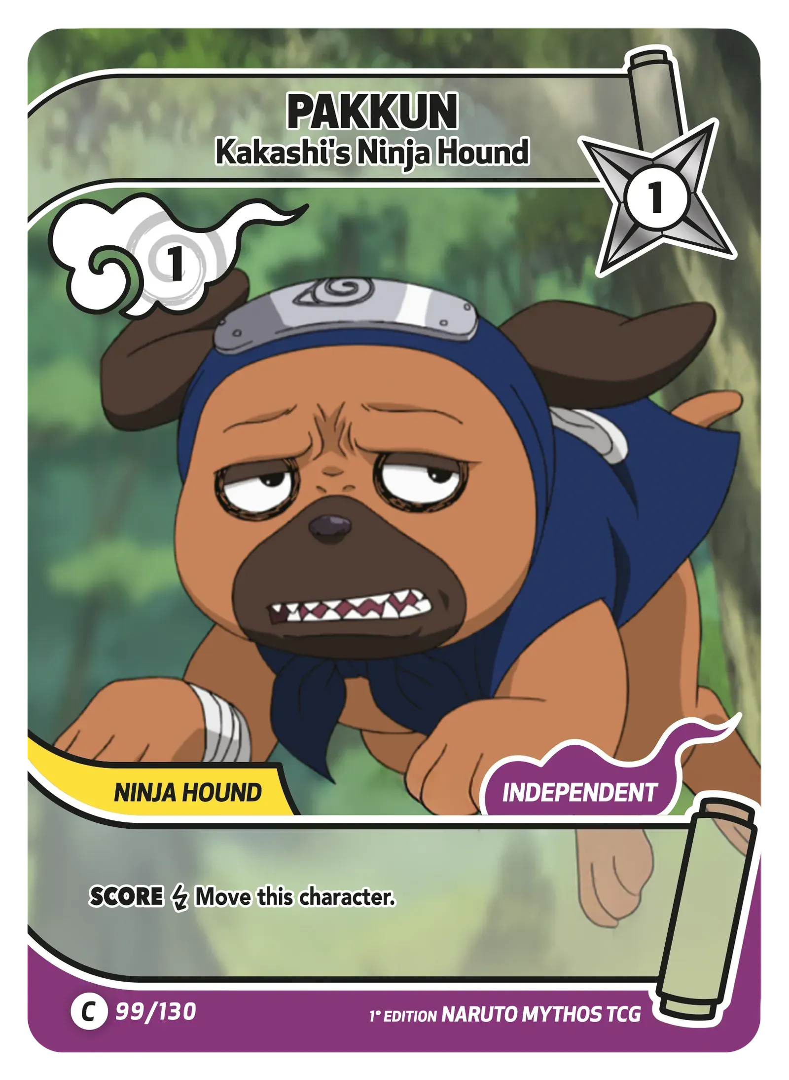 Naruto Mythos TCG – Pakkun — Kakashi's Ninja Hound – KS-099 – Commune – Konoha Shidō Série 1