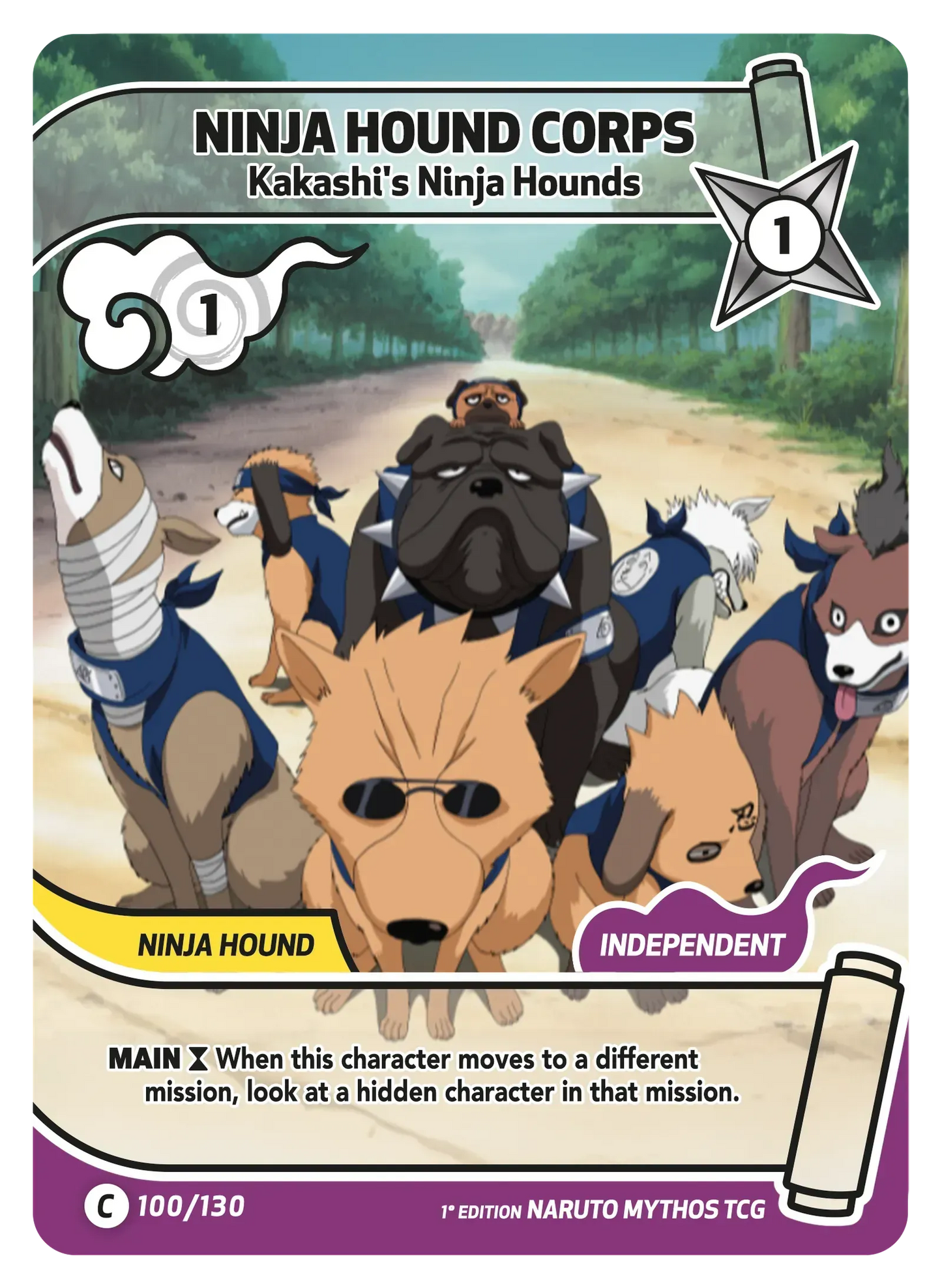 Naruto Mythos TCG – Ninja Hound Corps — Kakashi's Ninja Hounds – KS-100 – Commune – Konoha Shidō Série 1