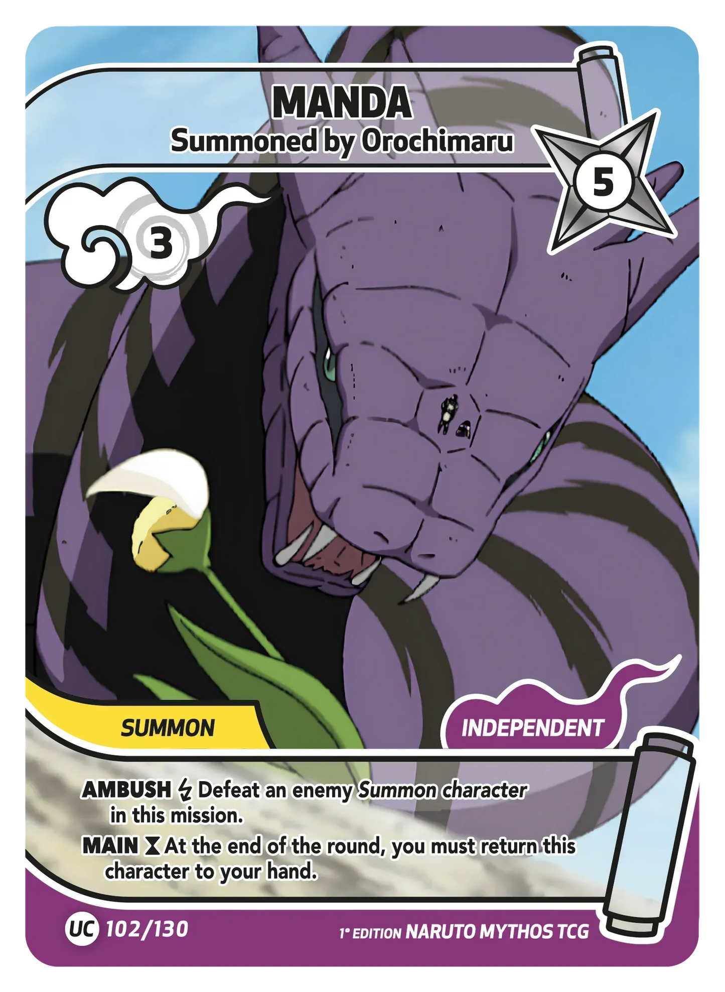 Naruto Mythos TCG – Manda — Summoned by Orochimaru – KS-102 – Commune – Konoha Shidō Série 1