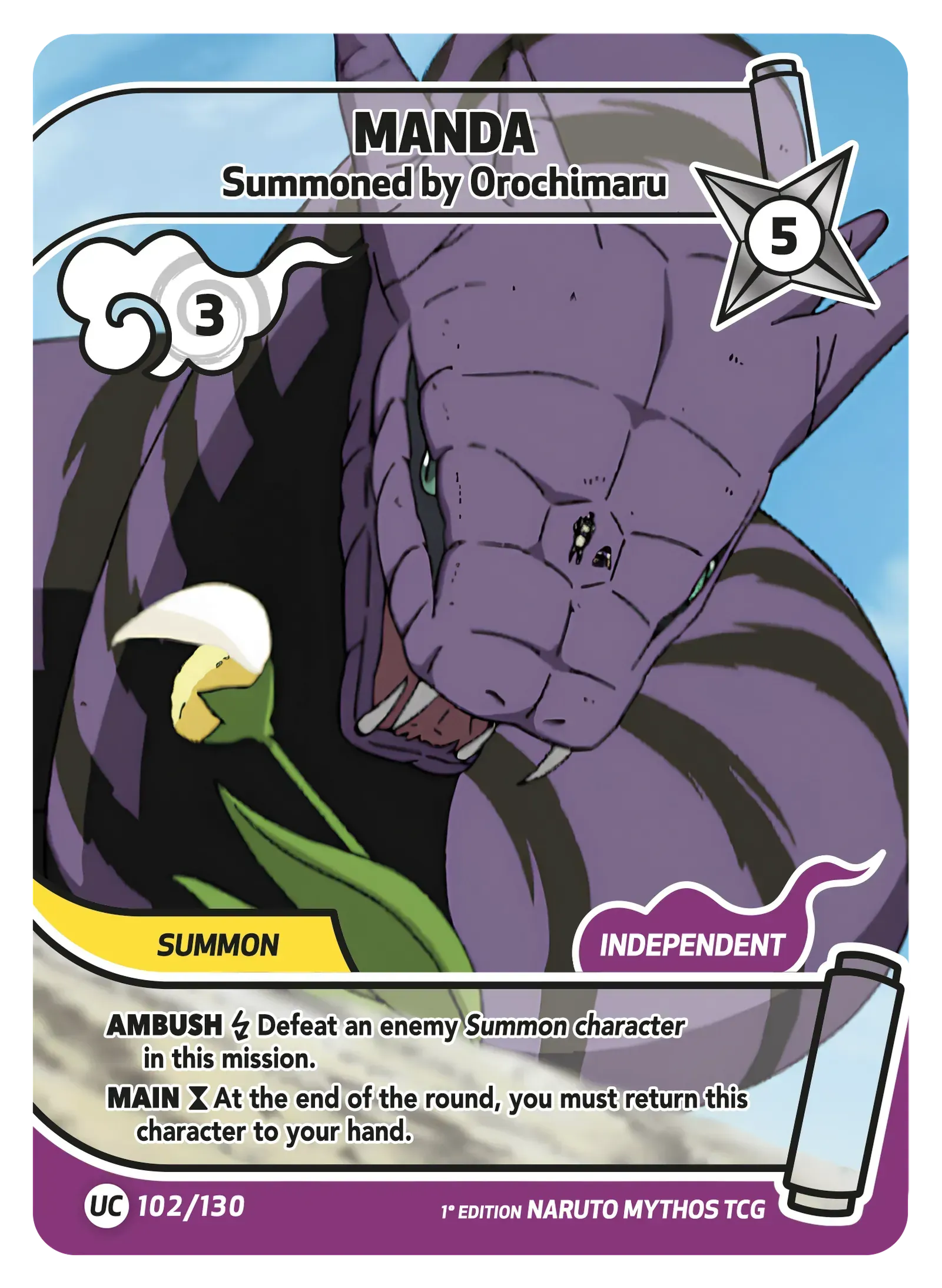 Naruto Mythos TCG – Manda — Summoned by Orochimaru – KS-102 – Commune – Konoha Shidō Série 1