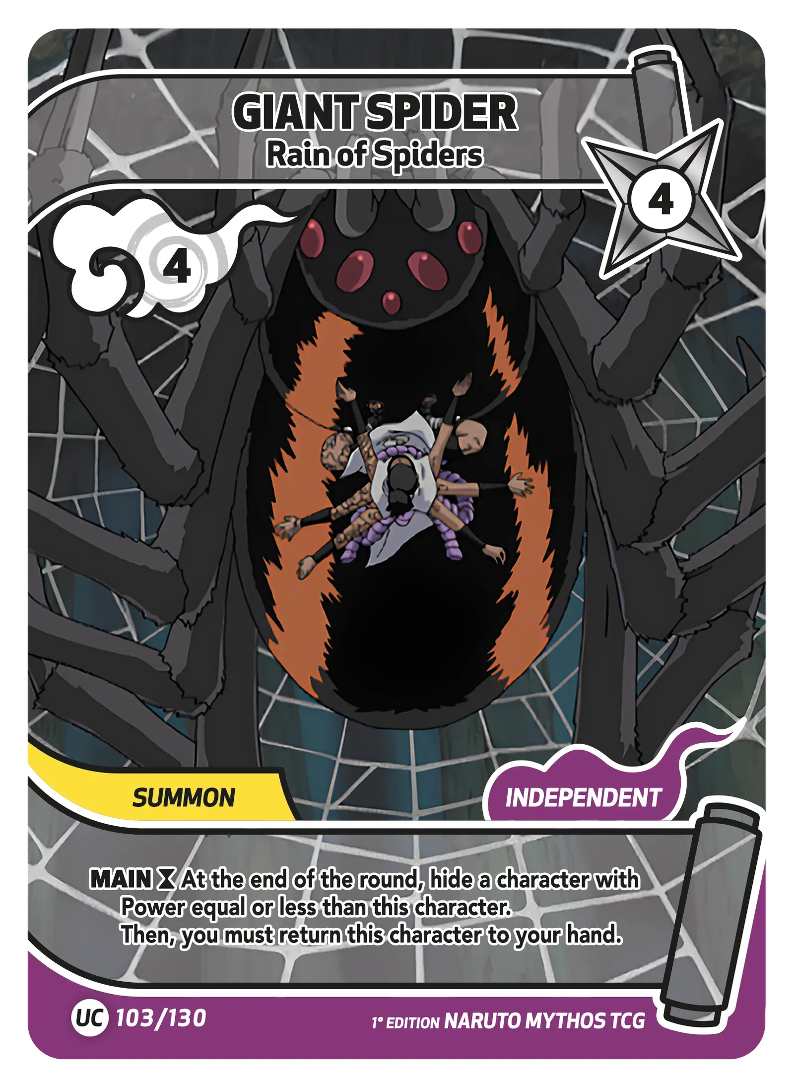 Naruto Mythos TCG – Giant Spider — Rain of Spiders – KS-103 – Commune – Konoha Shidō Série 1