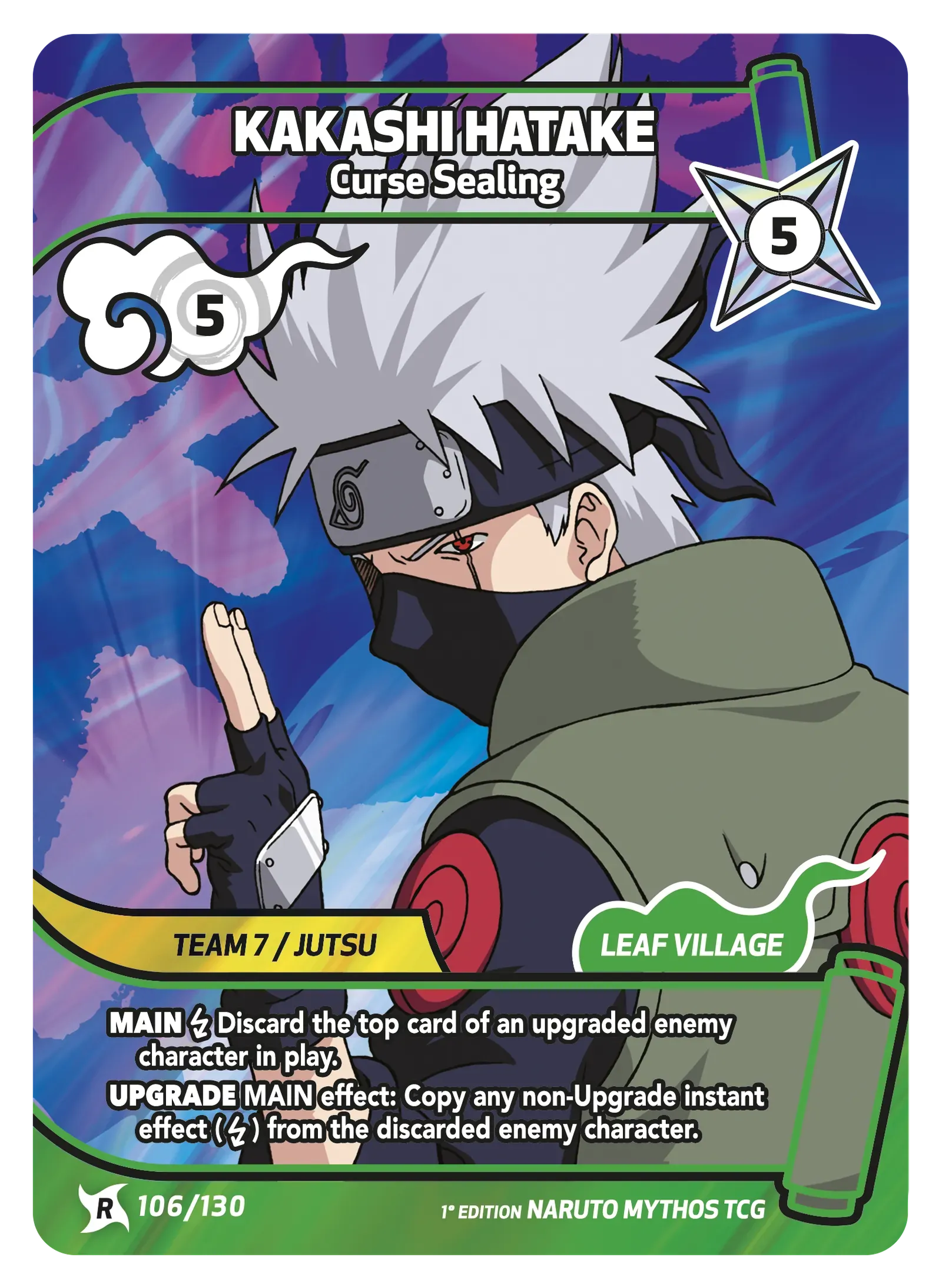 Kakashi Hatake — Libération du Sceau Maléfique – KS-106 – Naruto Mythos TCG Konoha Shidō Chapitre 1 FR